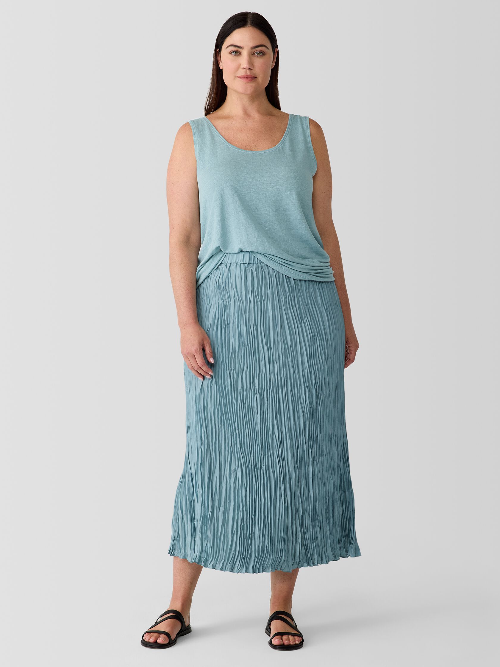 Crushed Silk Maxi Skirt