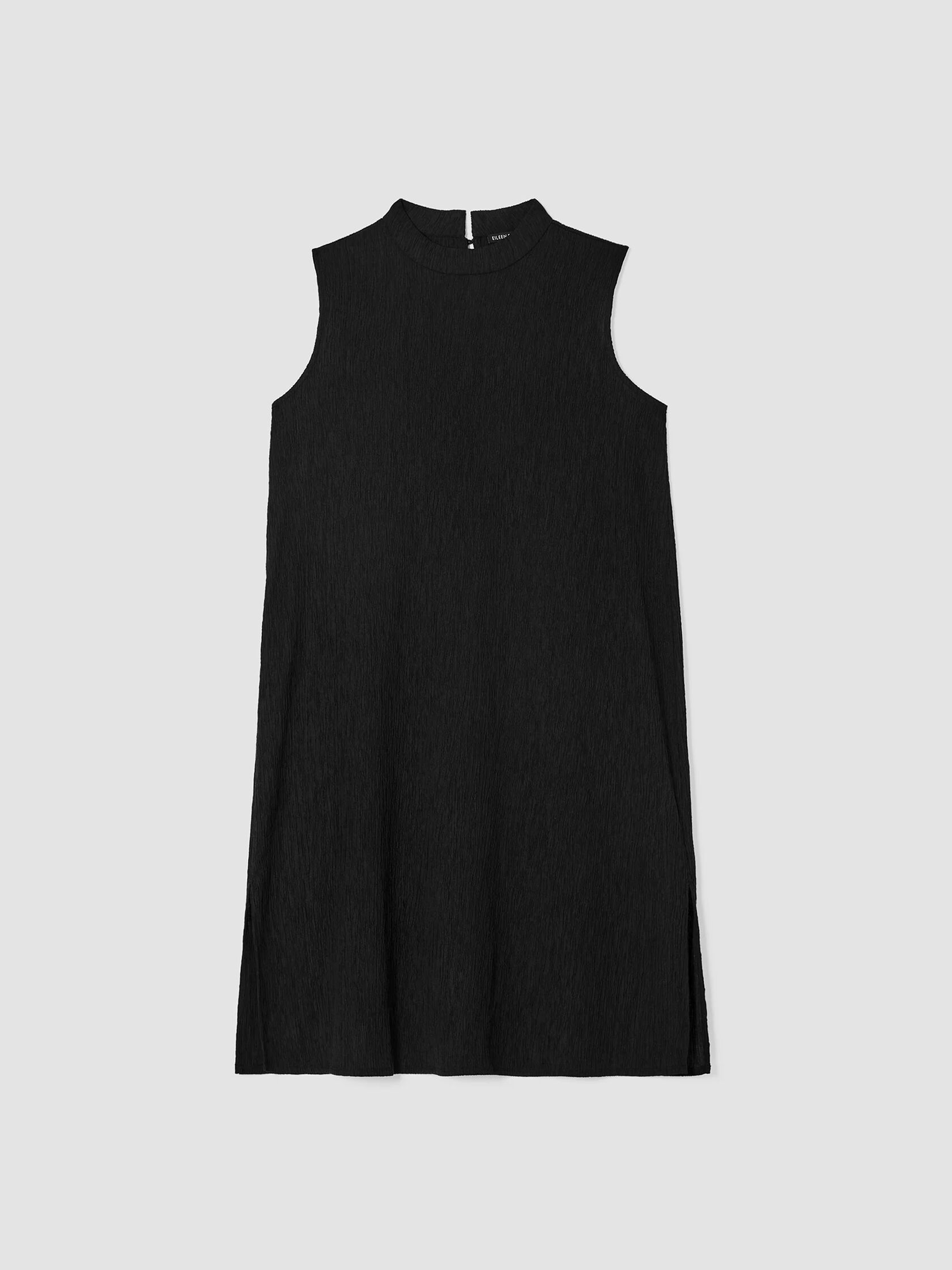 Woven Pliss&eacute; Mock Neck Dress