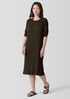 Textured Stretch Rib Crew Neck Dress