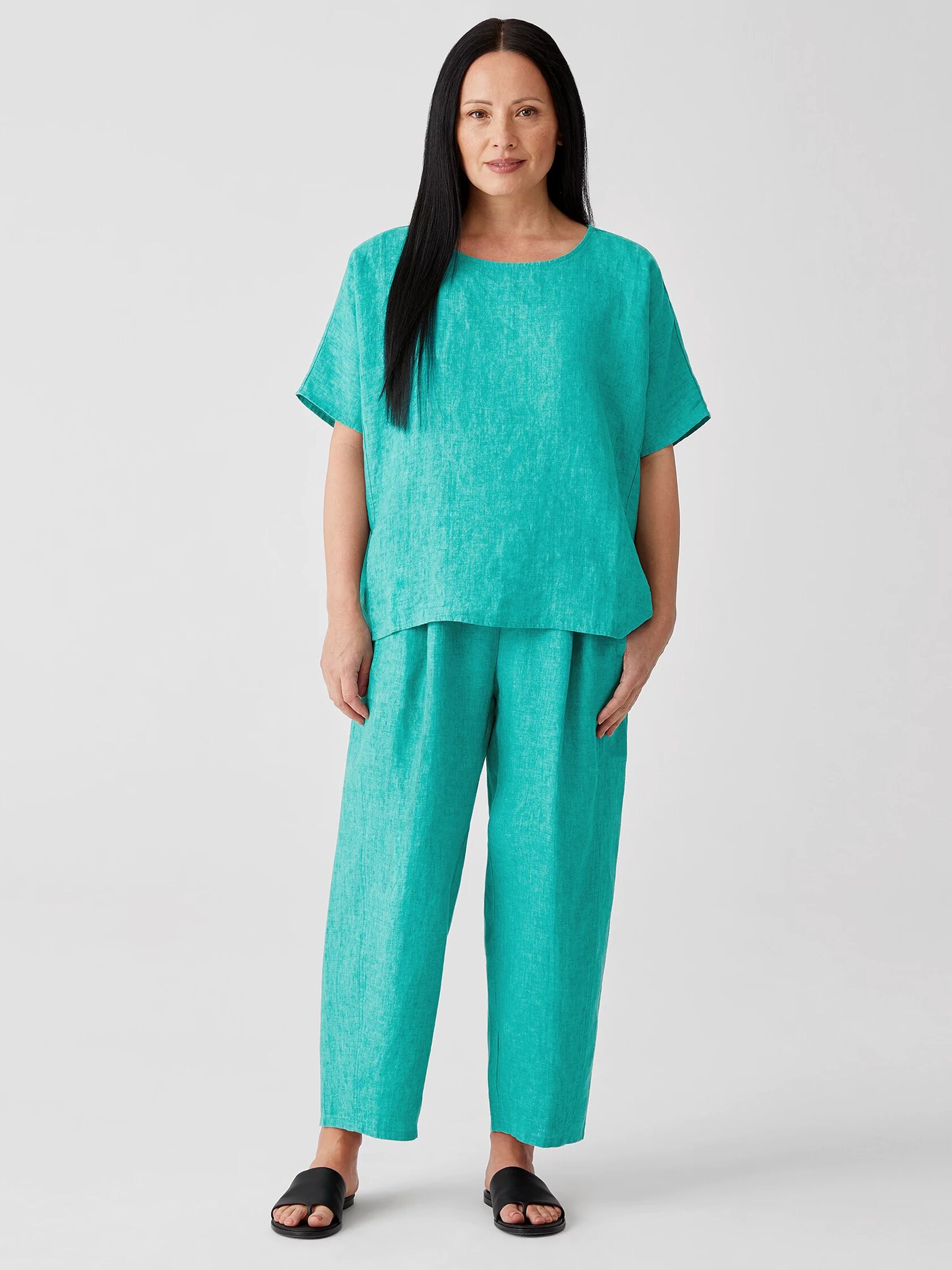 Washed Organic Linen Delave Lantern Pant