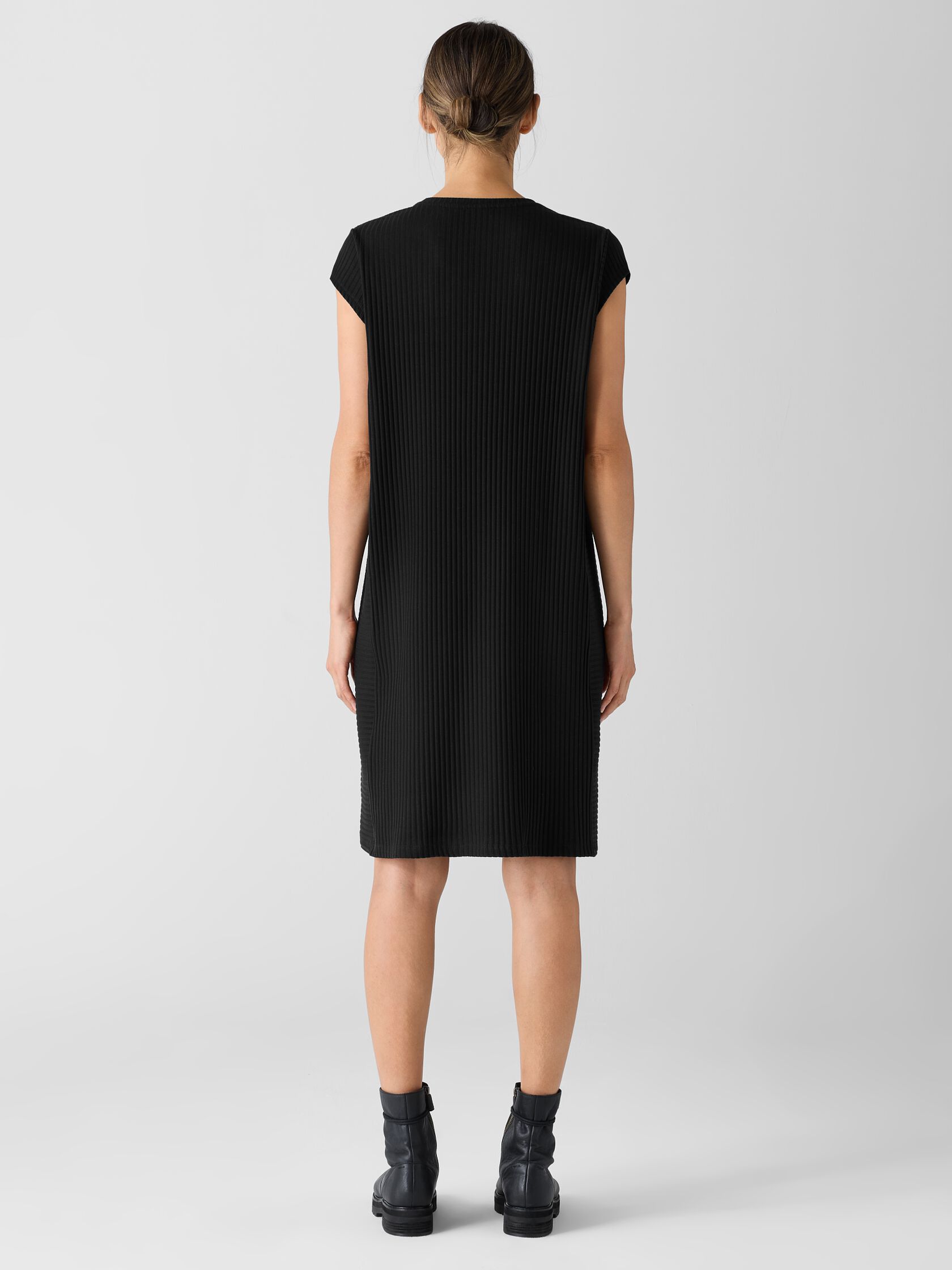 Textured Stretch Rib Round Neck Dress