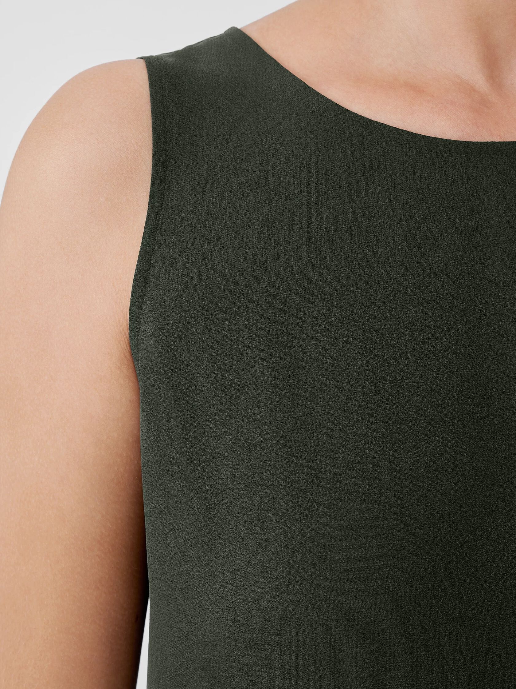 Silk Georgette Crepe&nbsp;Ballet Neck Long Tank