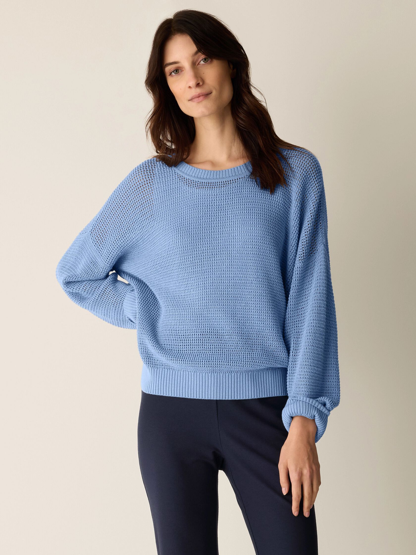 Peruvian Cotton Blend Crew Neck Top
