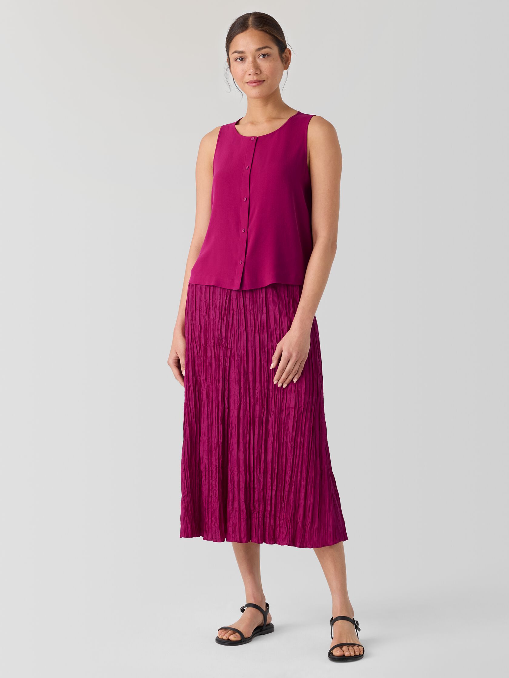 Silk Georgette Crepe Round Neck Vest