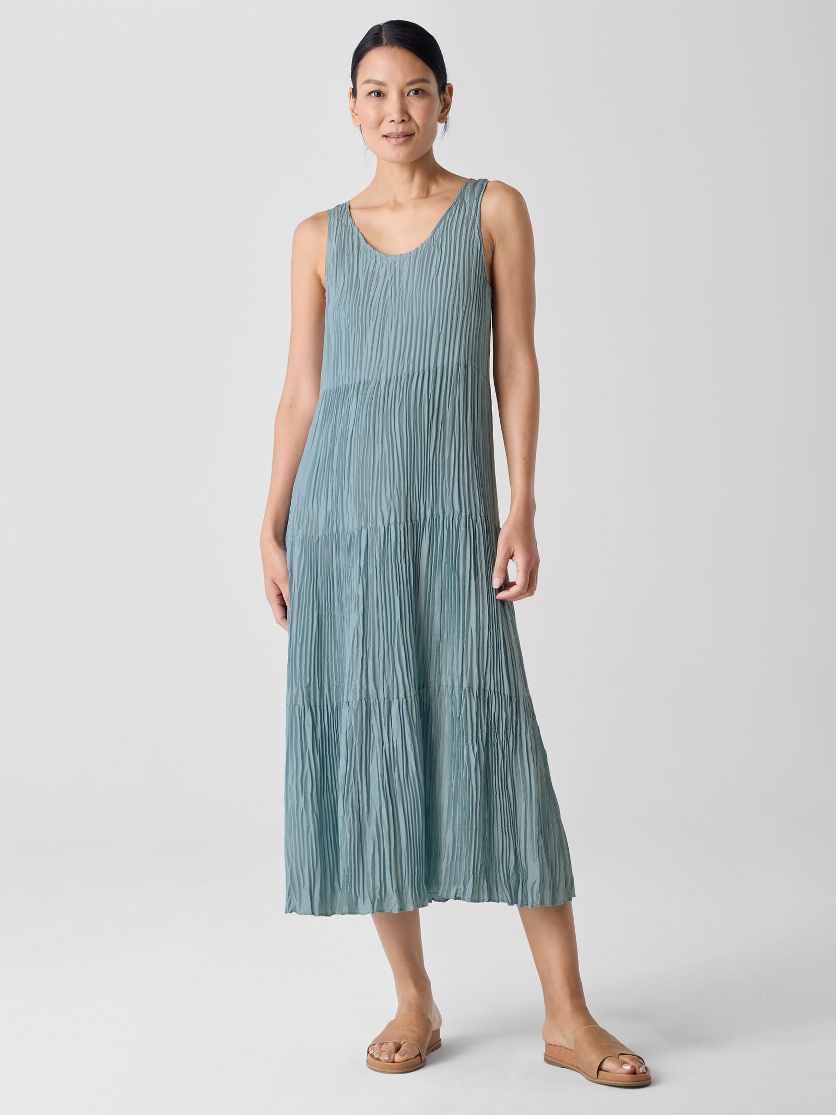 Crushed Silk Tiered Dress