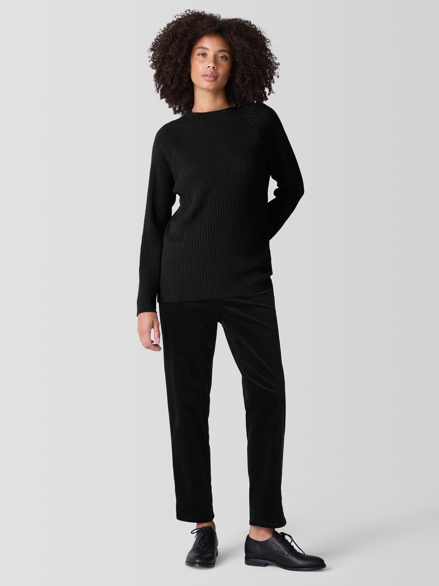 Peruvian Cotton Blend Funnel Neck Top