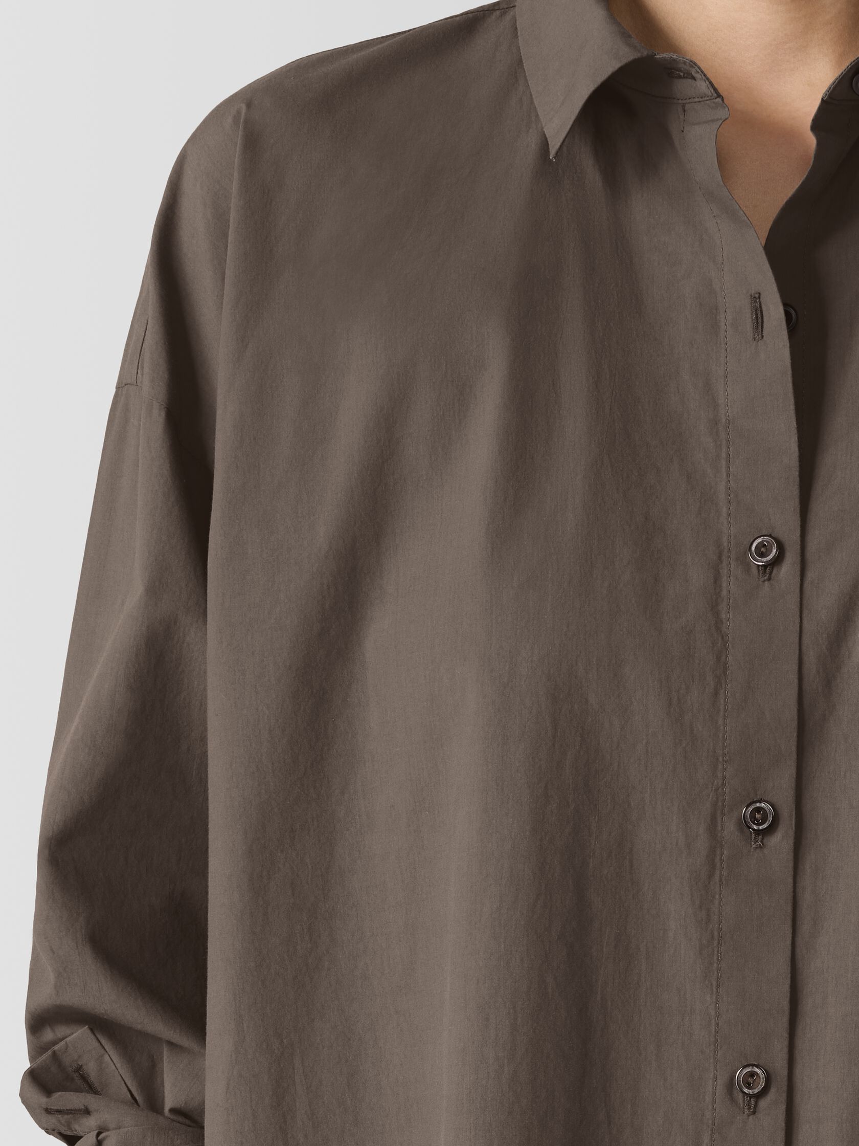 Washed Organic Cotton Poplin Classic Collar Long Shirt
