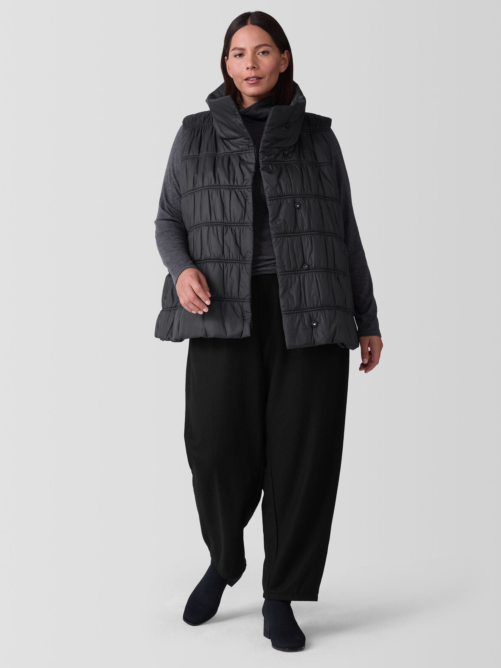 Eggshell Recycled Nylon Stand Collar Vest