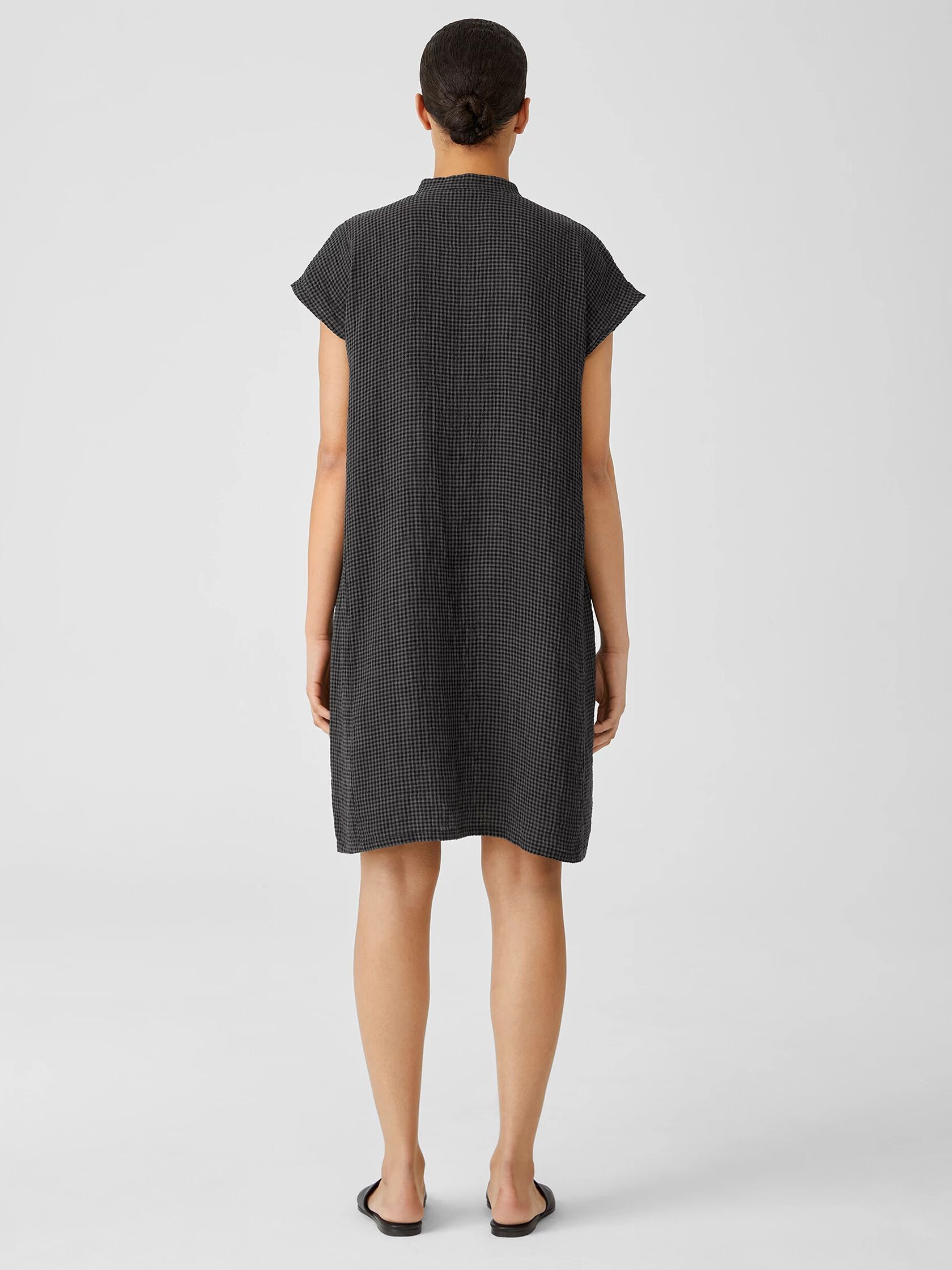 Puckered Organic Linen Shirtdress