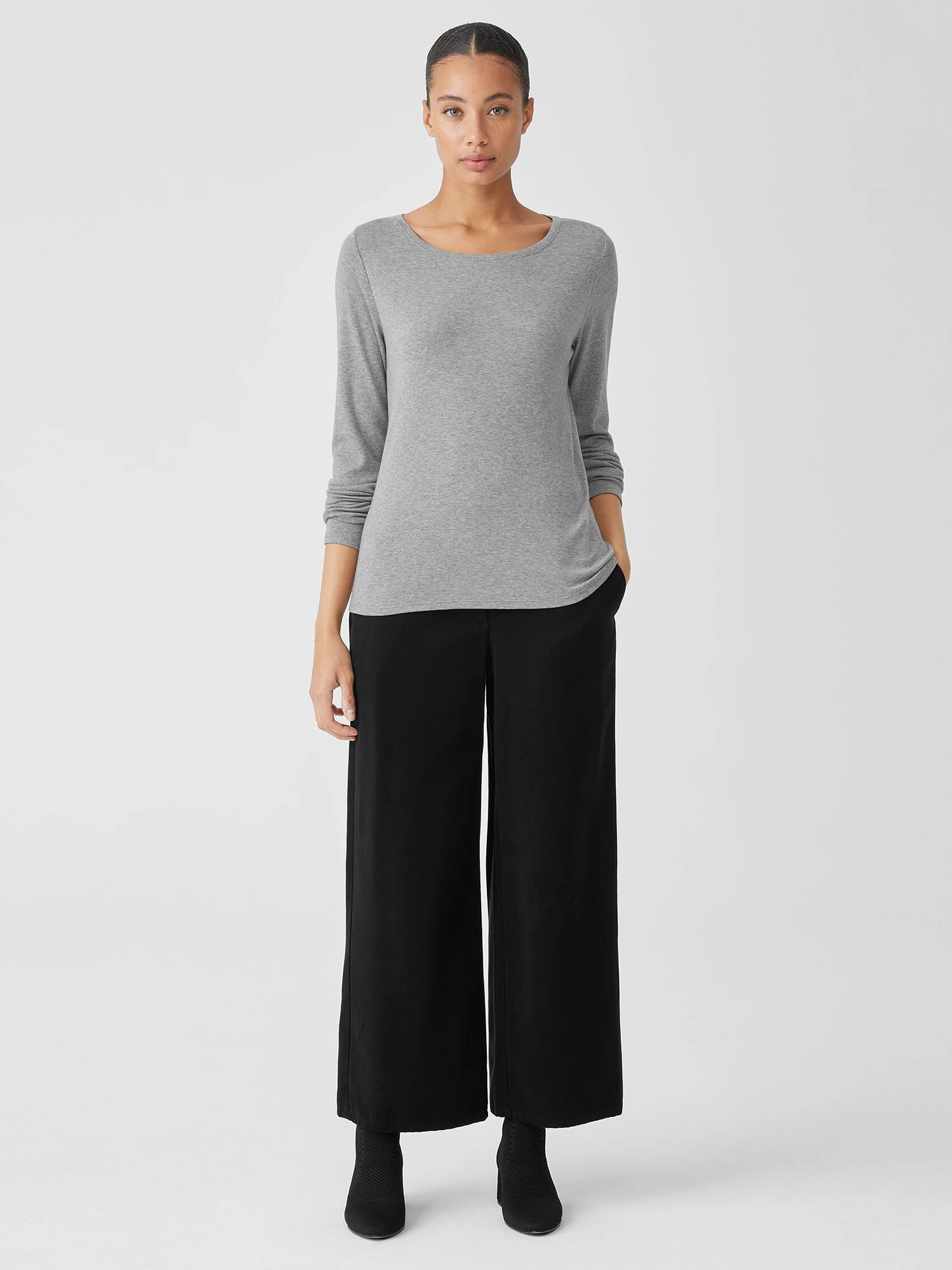 Pima Cotton Blend Scoop Neck Top