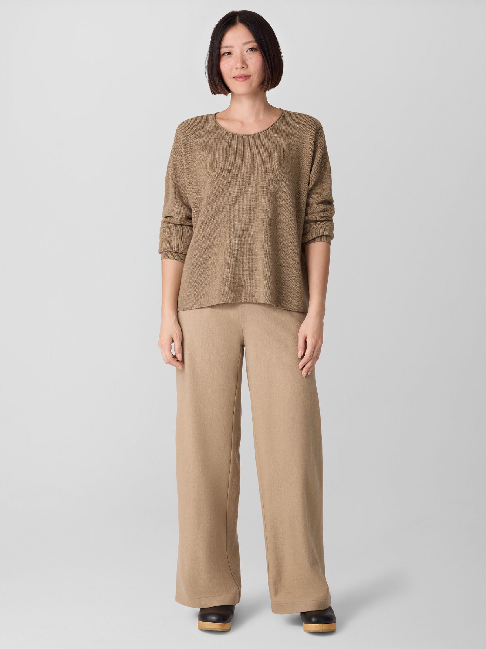 Felted Wool Jersey Wide-Leg Pant in Regenerative Wool