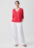 Organic Linen Cotton Slub V-Neck Top