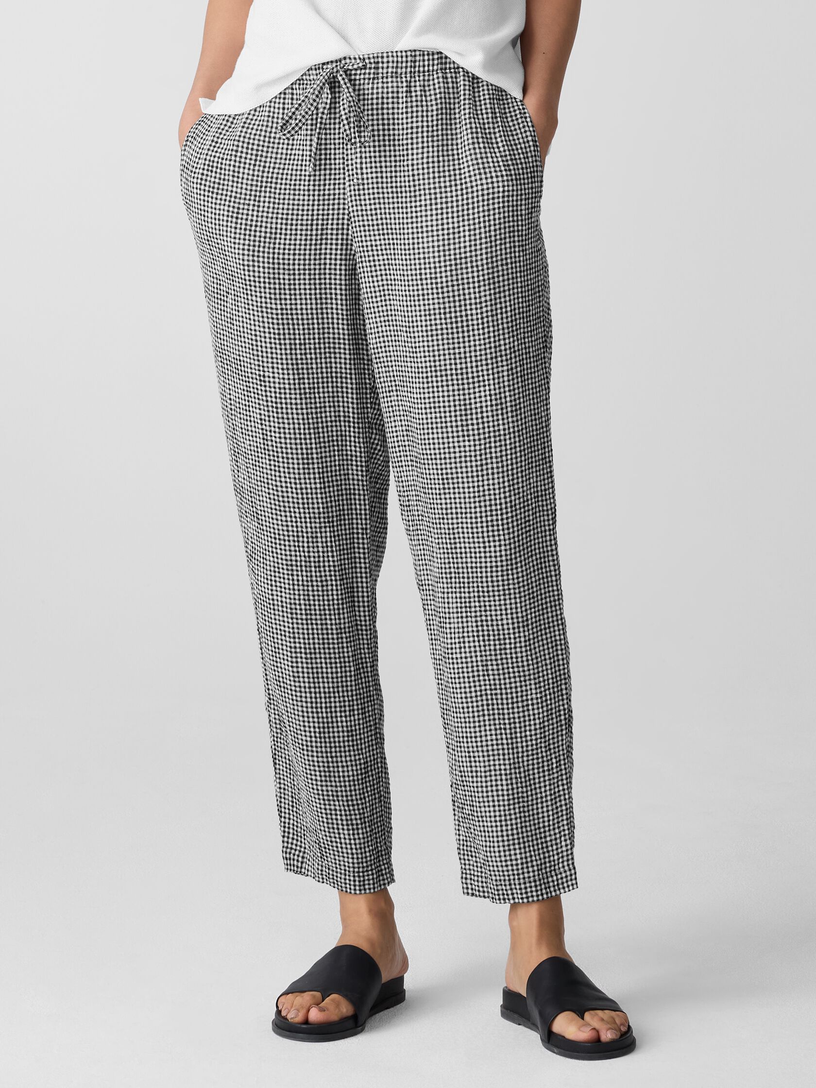 Puckered Organic Linen Tapered Pant