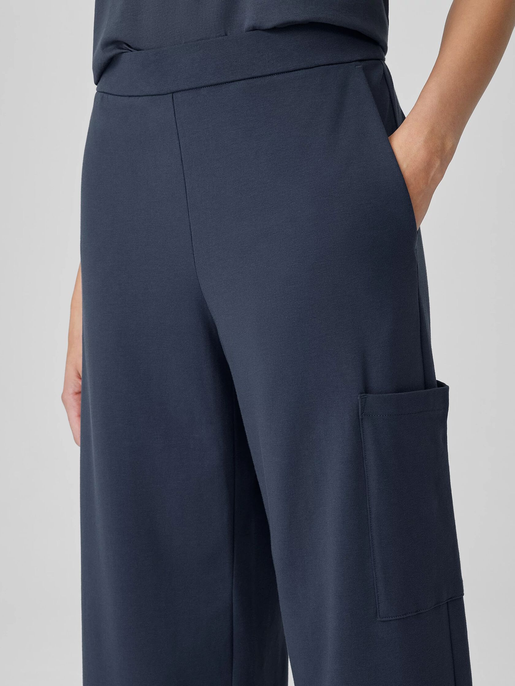 Pima Cotton Stretch Jersey Wide-Leg Pant With Pockets