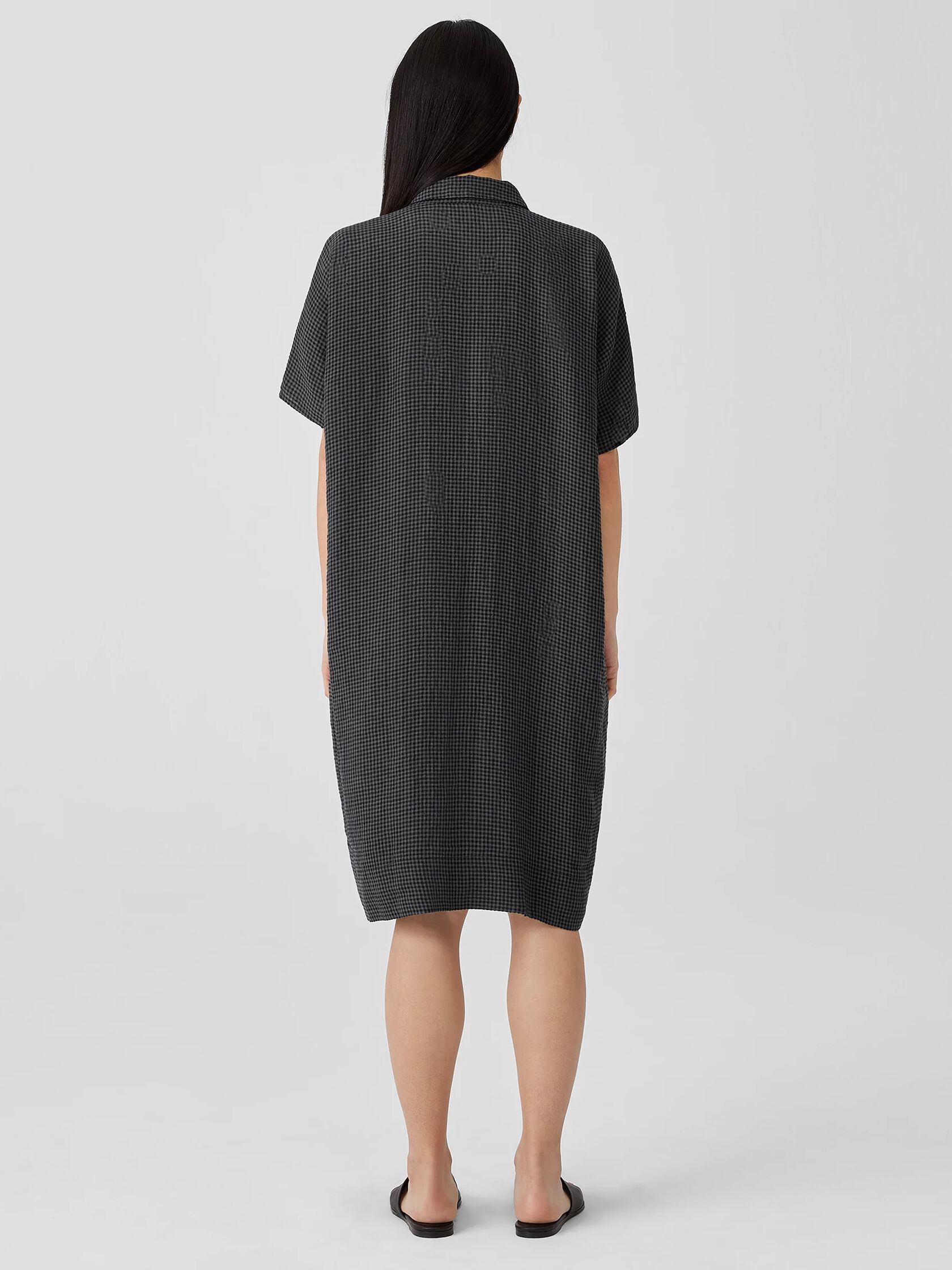 Puckered Organic Linen Shirtdress