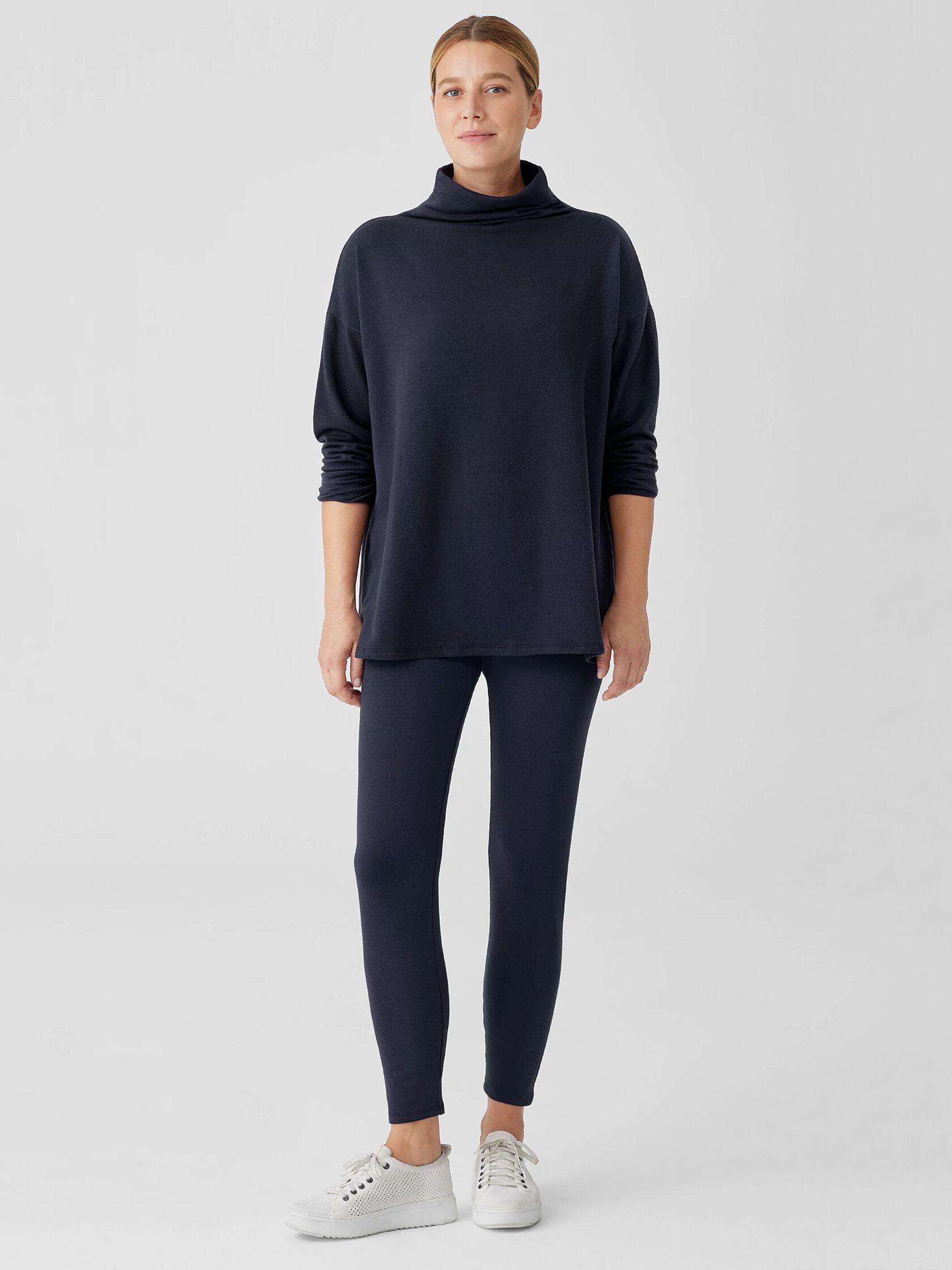 Cozy Brushed Terry Hug Funnel Neck Top