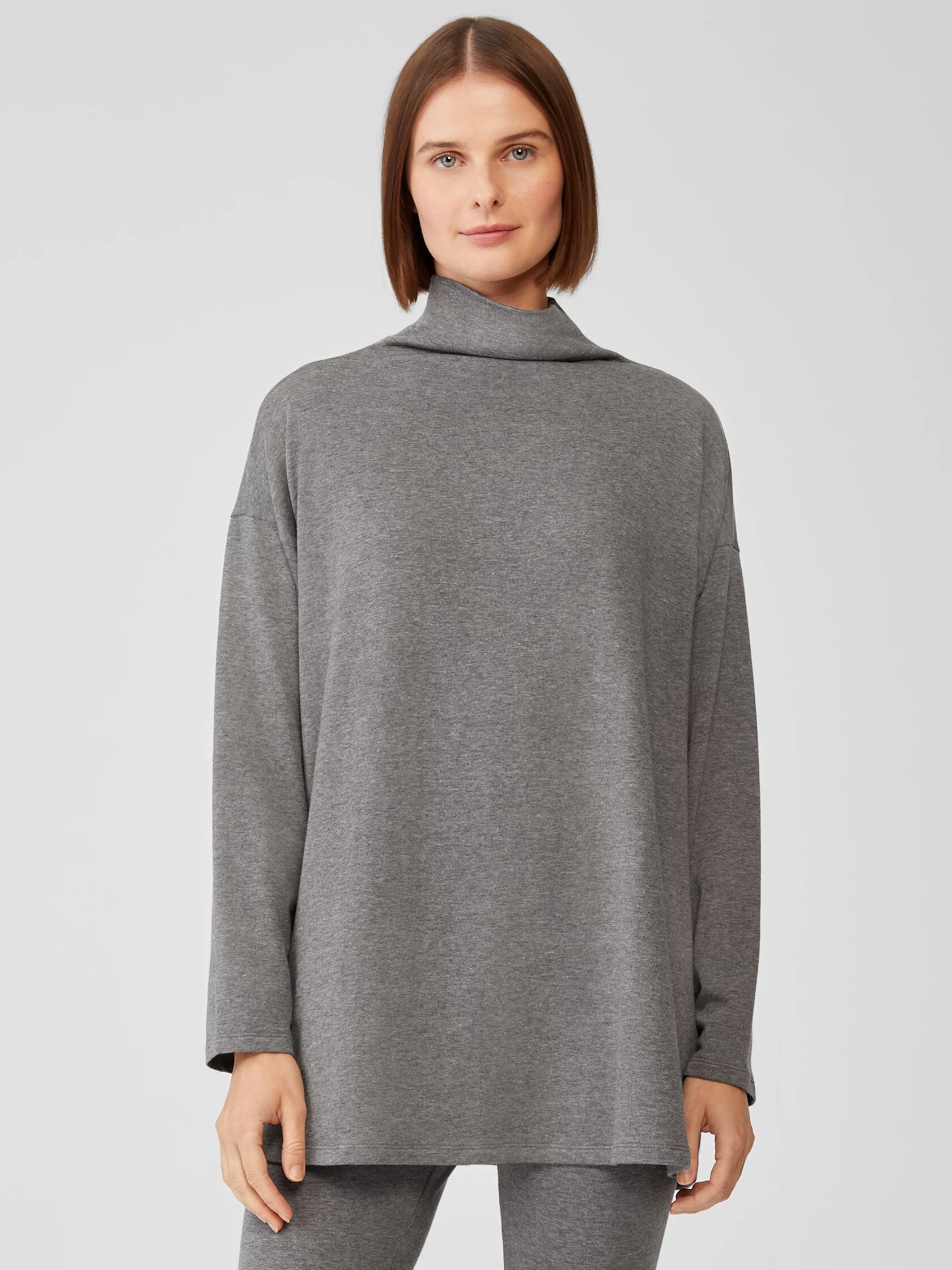 Cozy Brushed Terry Funnel Neck Top