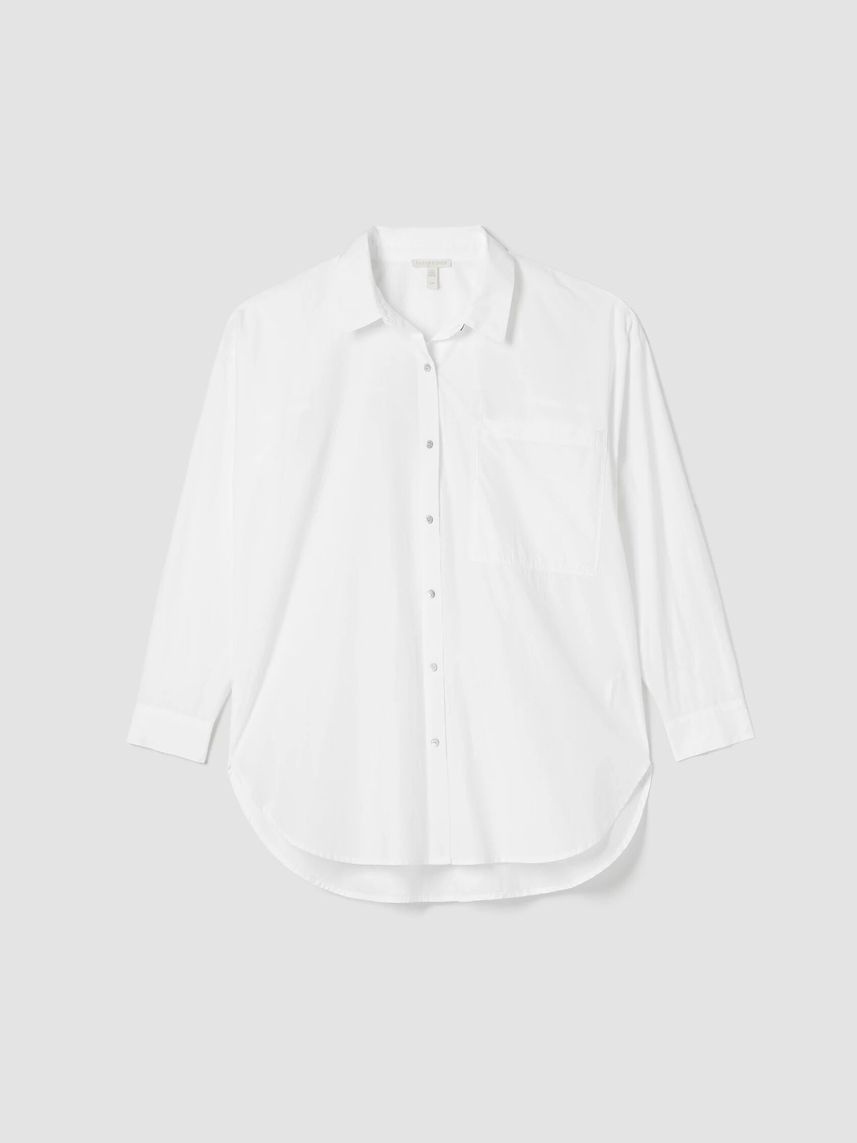 Washed Organic Cotton Poplin Classic Collar Long Shirt