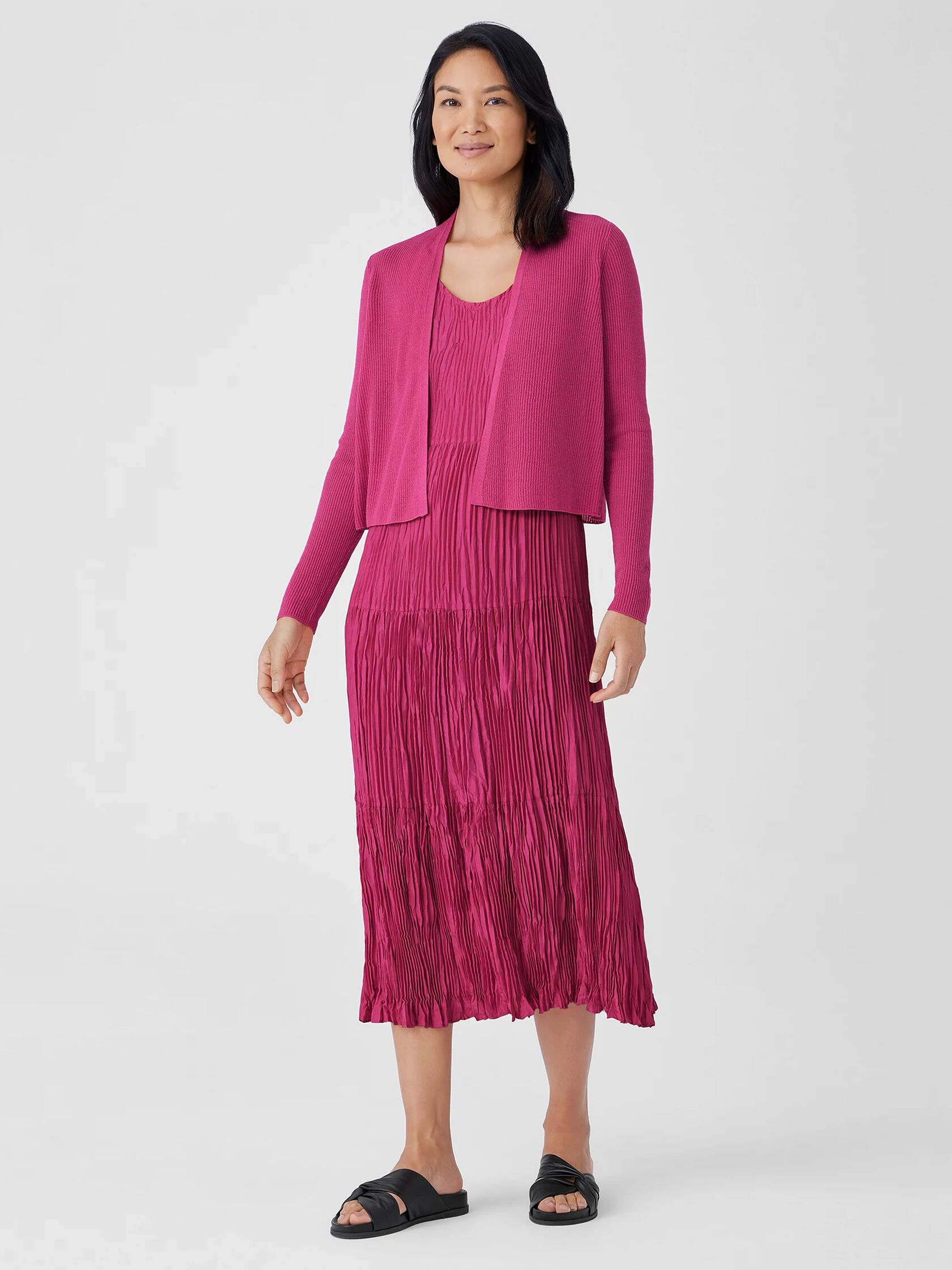 Organic Linen Cotton Airy Tuck Cropped Cardigan