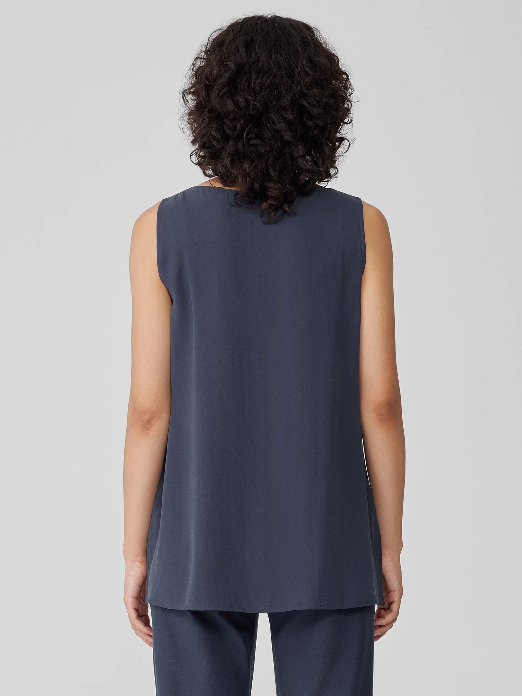 Silk Georgette Crepe Ballet Neck Tank