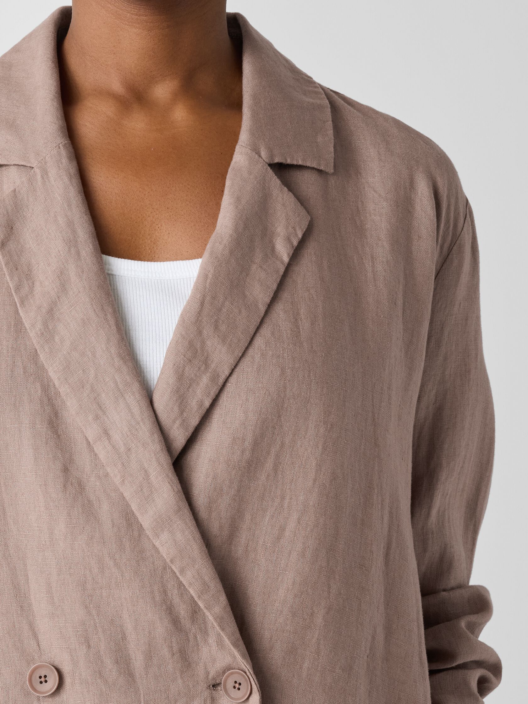 Organic Linen Double-Breasted Blazer