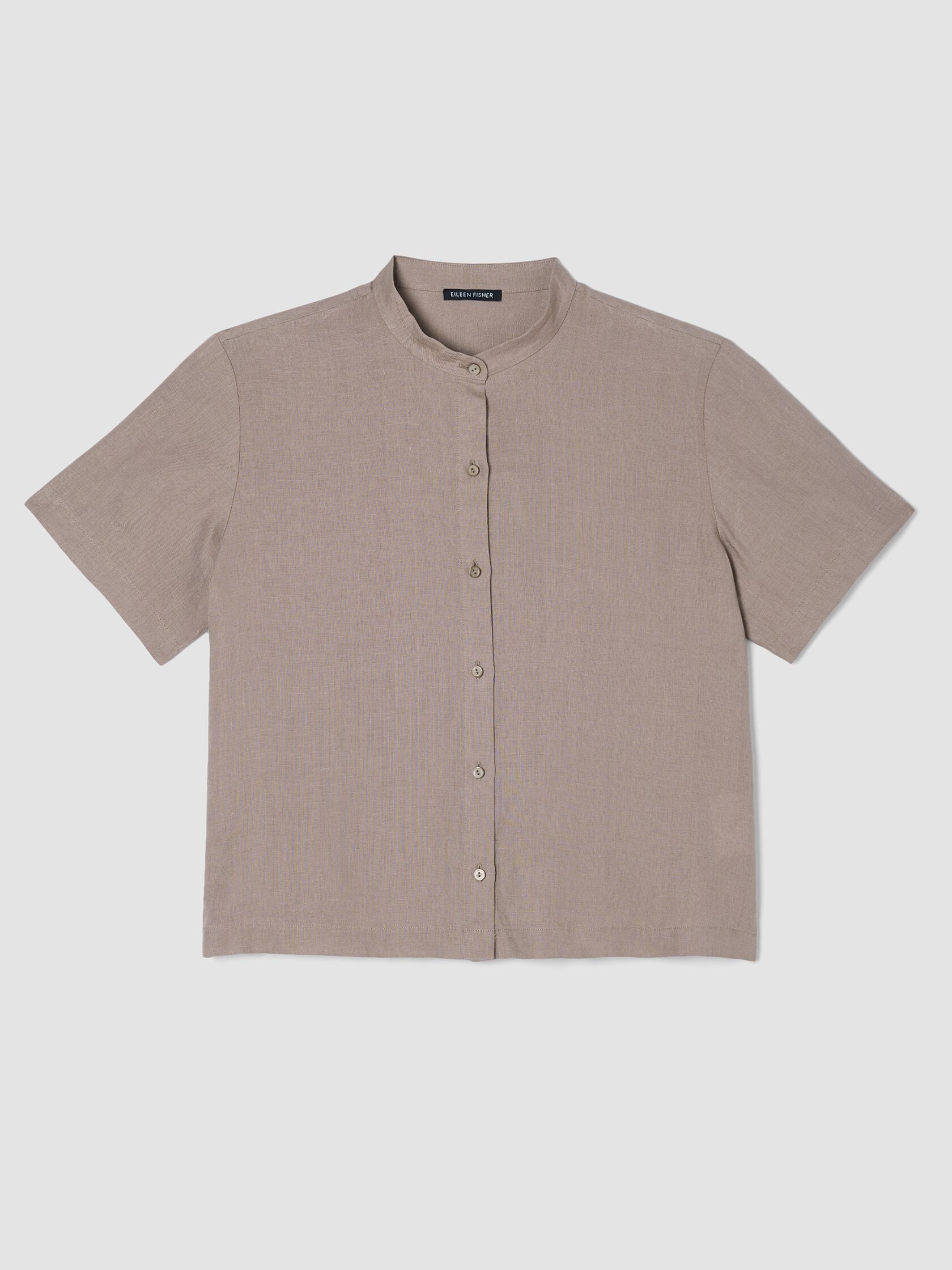 Organic Handkerchief Linen&nbsp;Band Collar Shirt