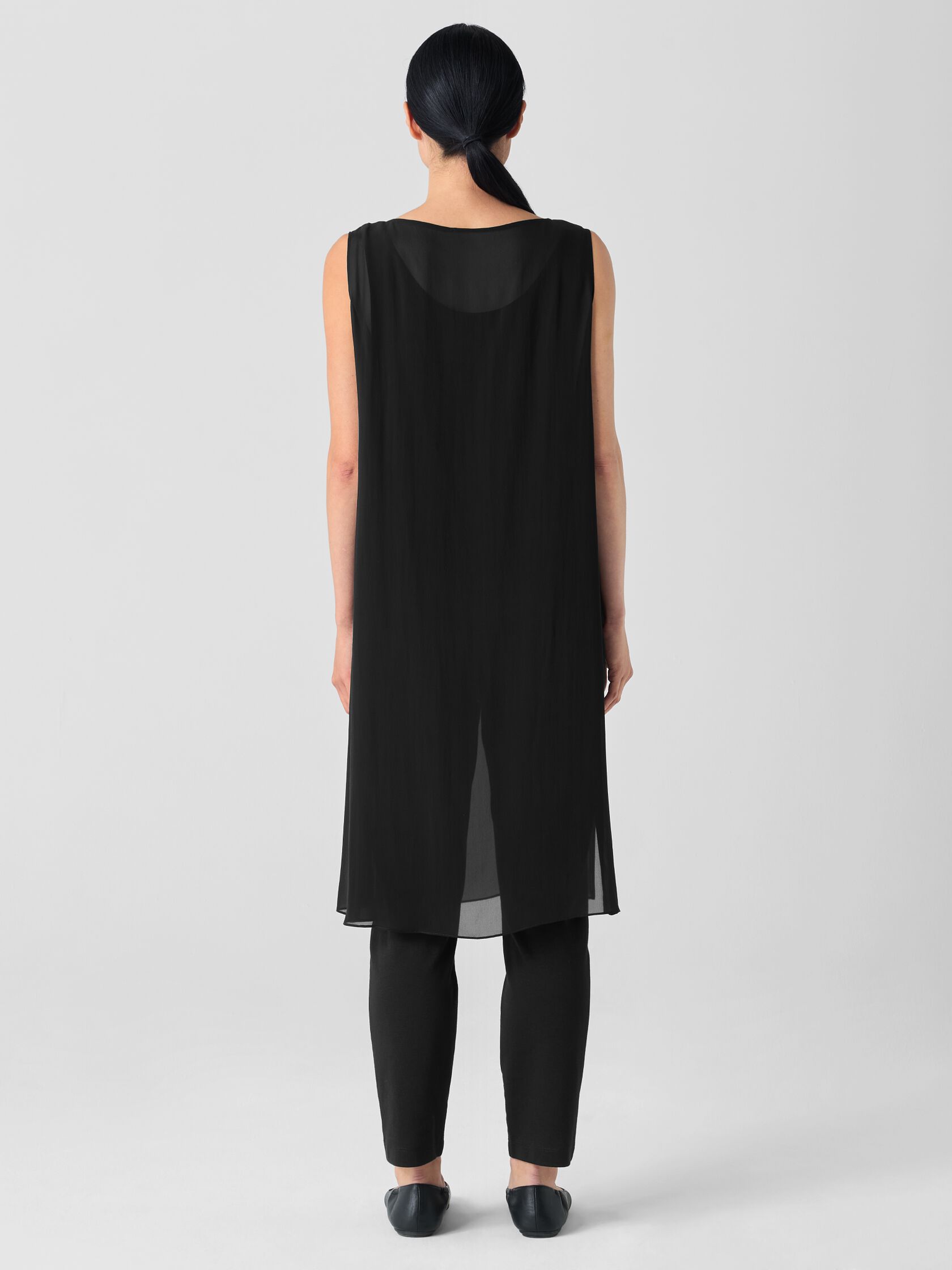 Sheer Silk Georgette Long Poncho