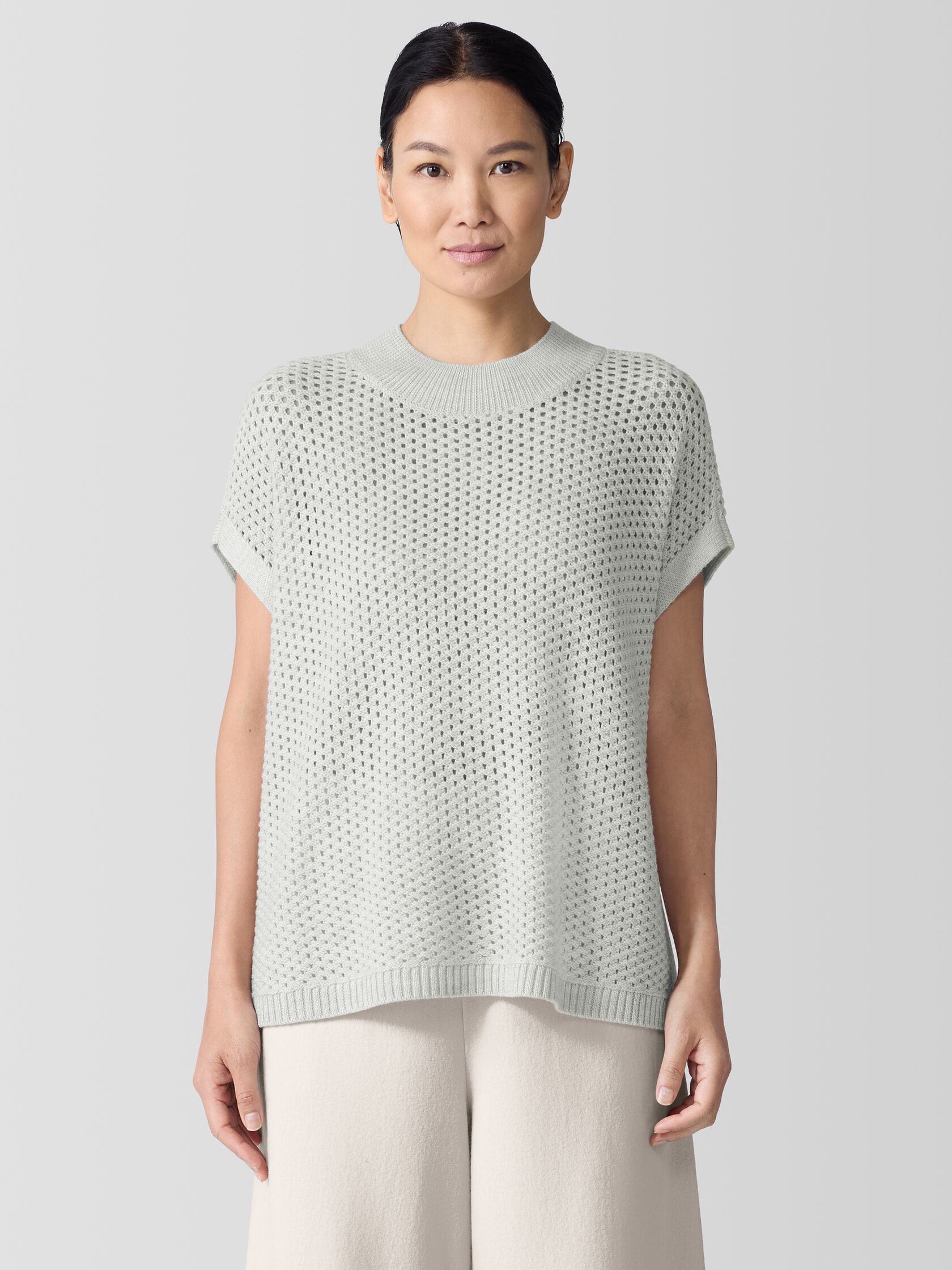 Merino Mock Neck Top in Regenerative Wool