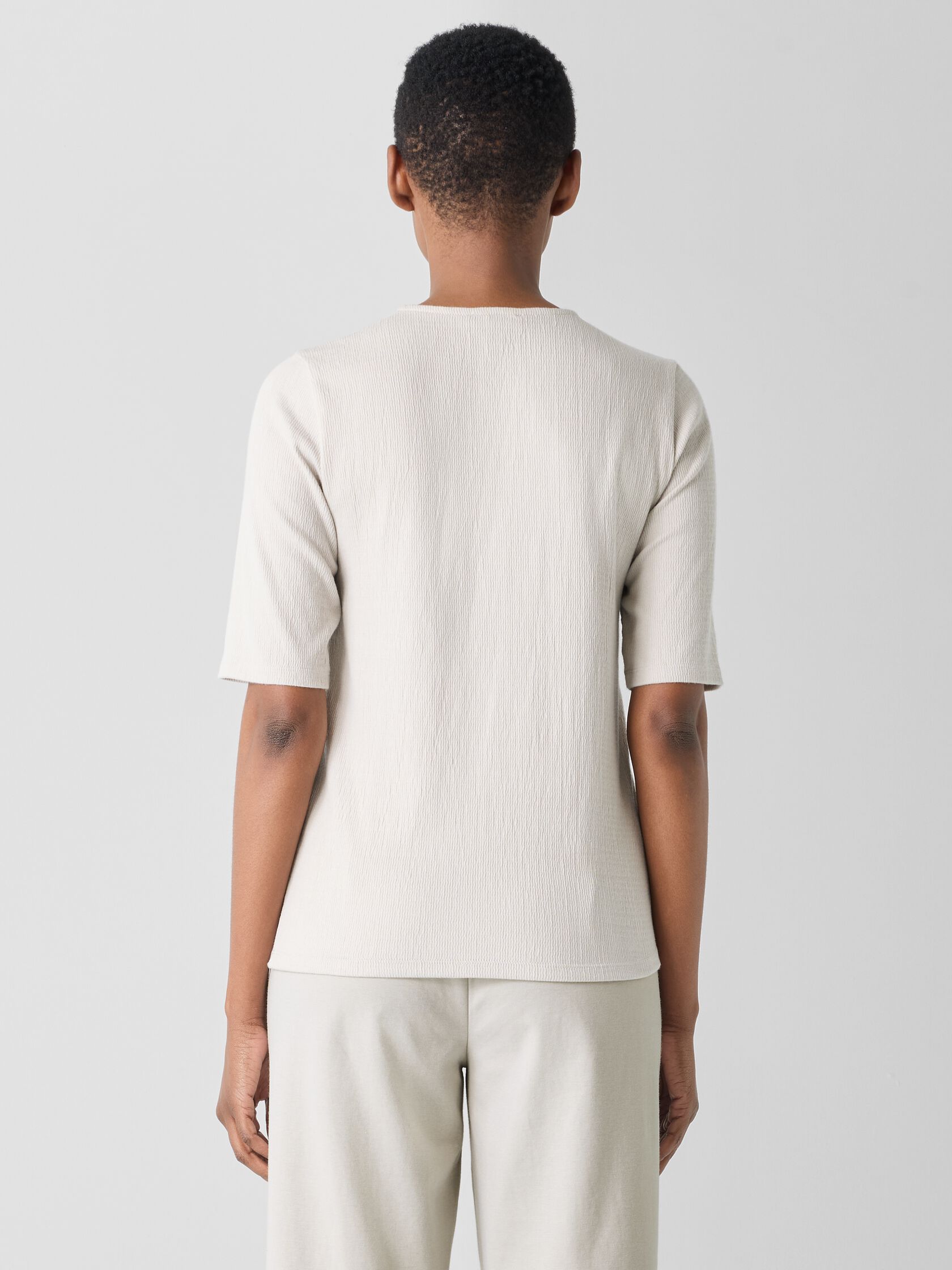 Crinkled Jersey Crew Neck Top