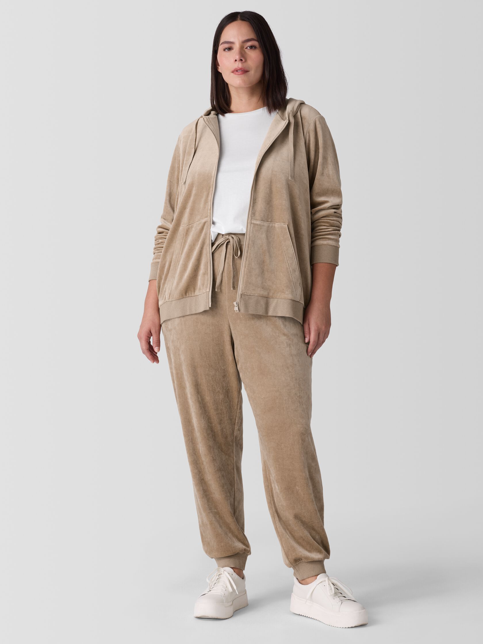 Cozy Velour Knit Hooded Jacket