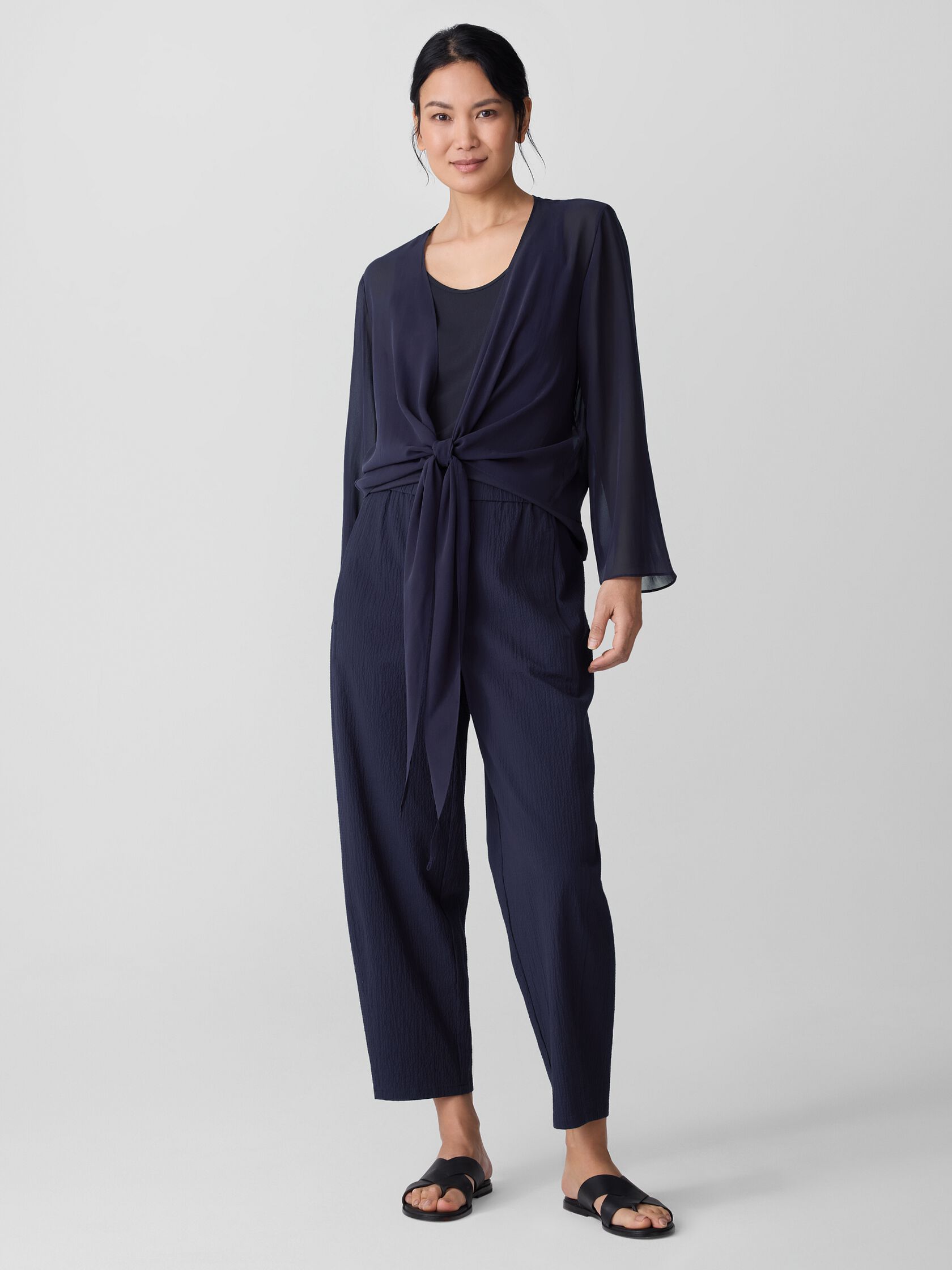 Sheer Silk Georgette Tie Jacket