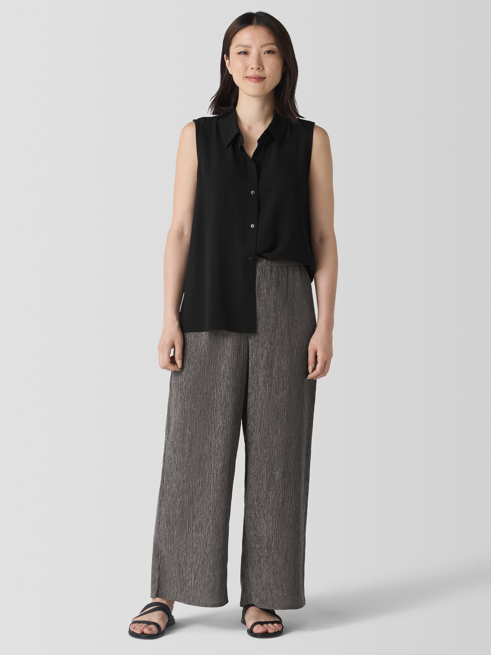 Woven Pliss&eacute; Wide-Leg Pant