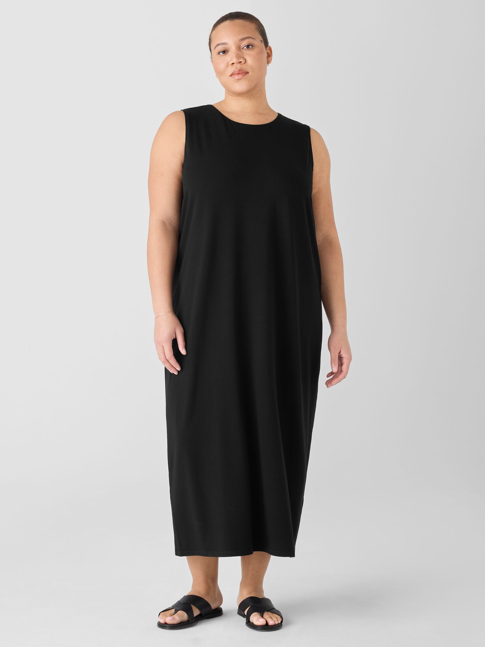 Stretch Jersey Knit Round Neck Dress