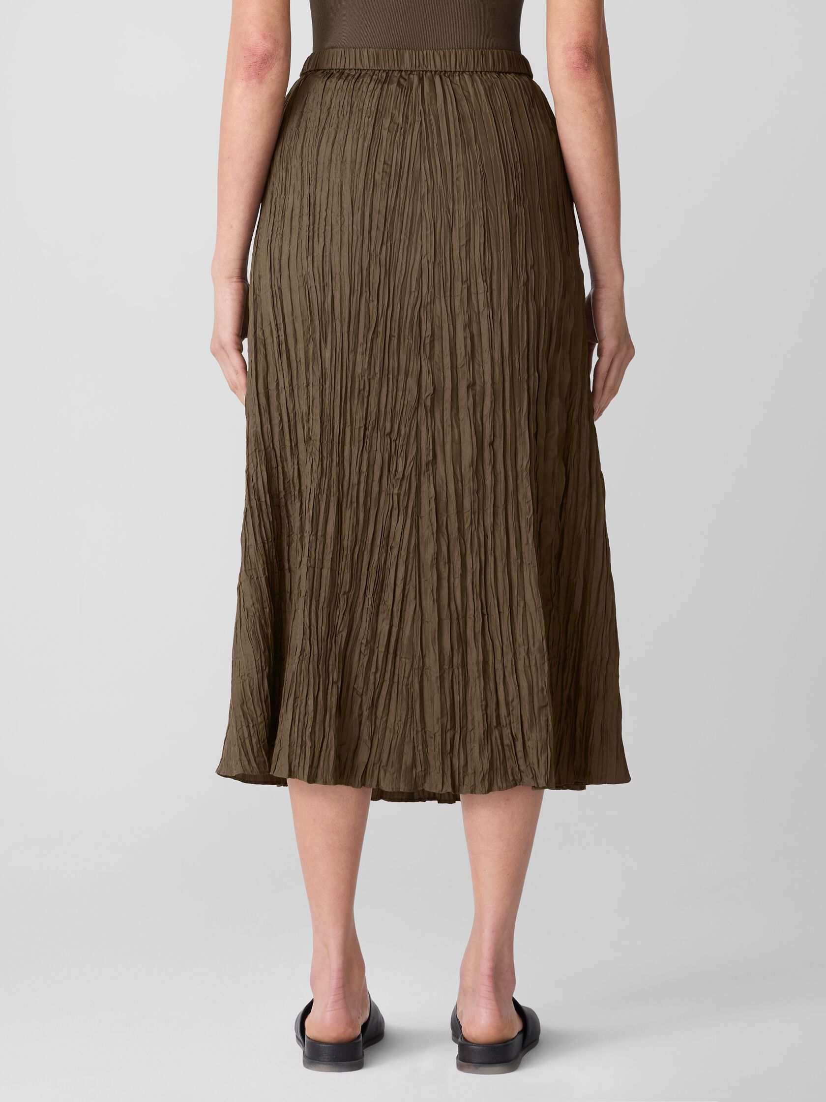 Crushed Silk Flared Skirt