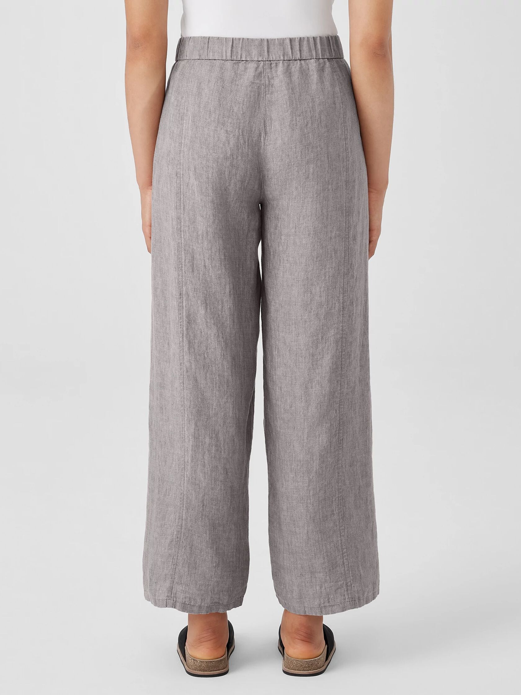Washed Organic Linen D&eacute;lav&eacute; Wide Trouser Pant