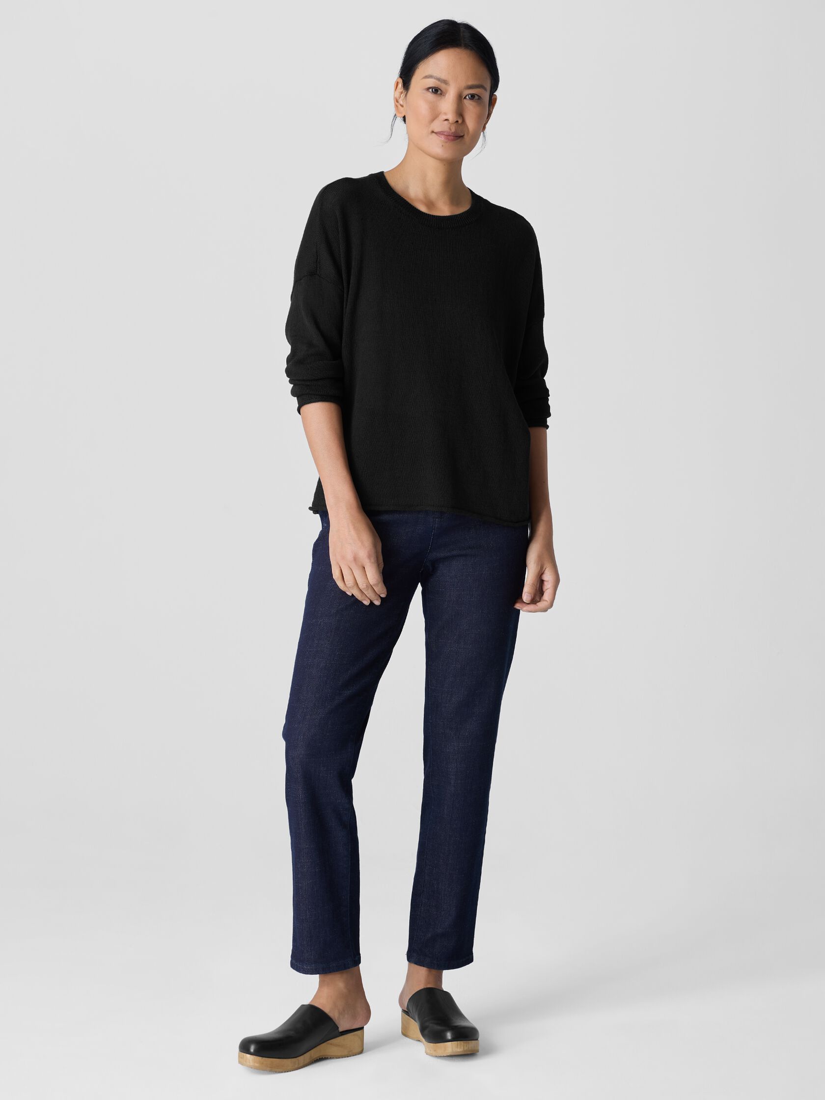 Organic Linen Cotton Cord Crew Neck Top