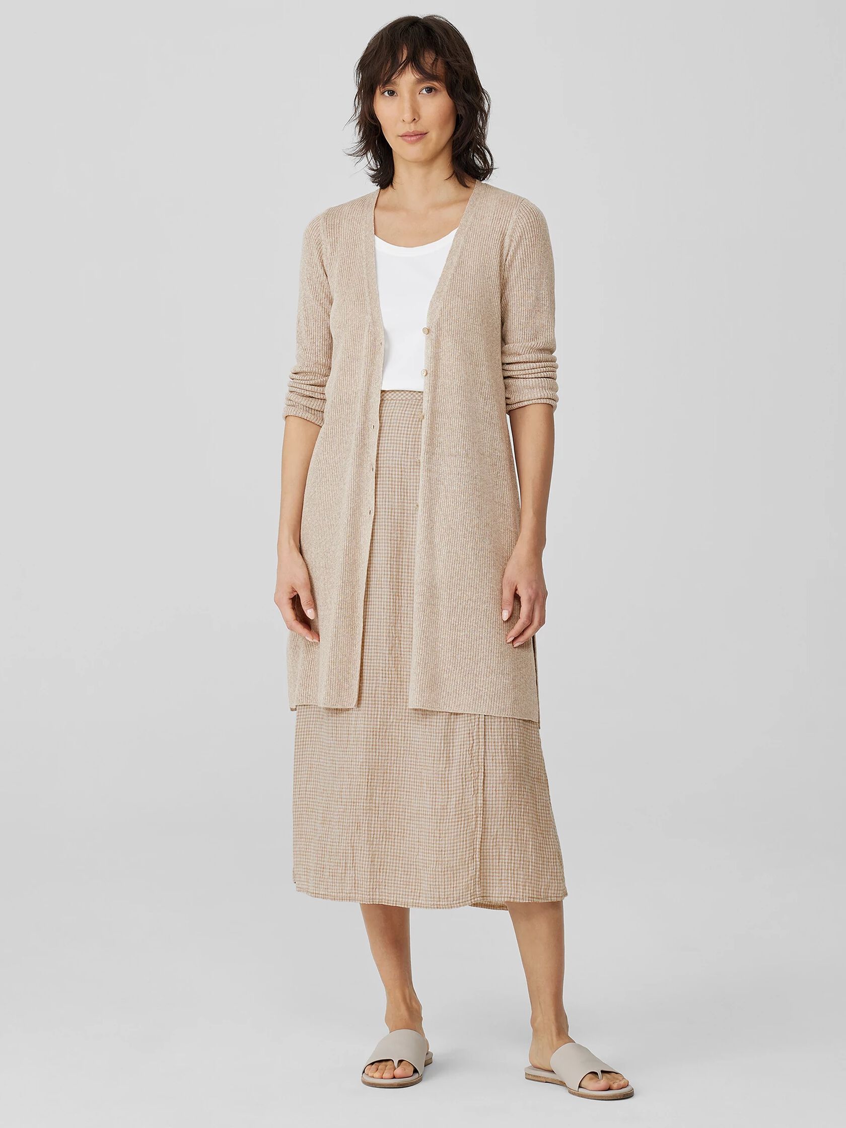 Organic Linen Melange Long Cardigan