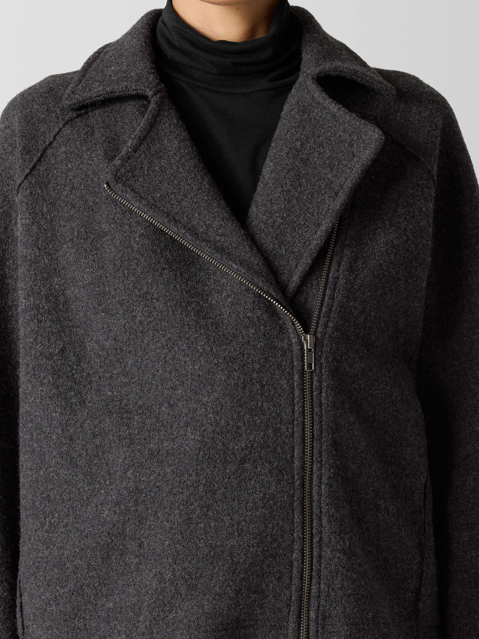 Lightweight Boiled Wool Motorcycle Jacket in Regenerative Wool