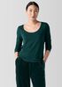 Ribbed Pima Cotton Blend Scoop Neck Top