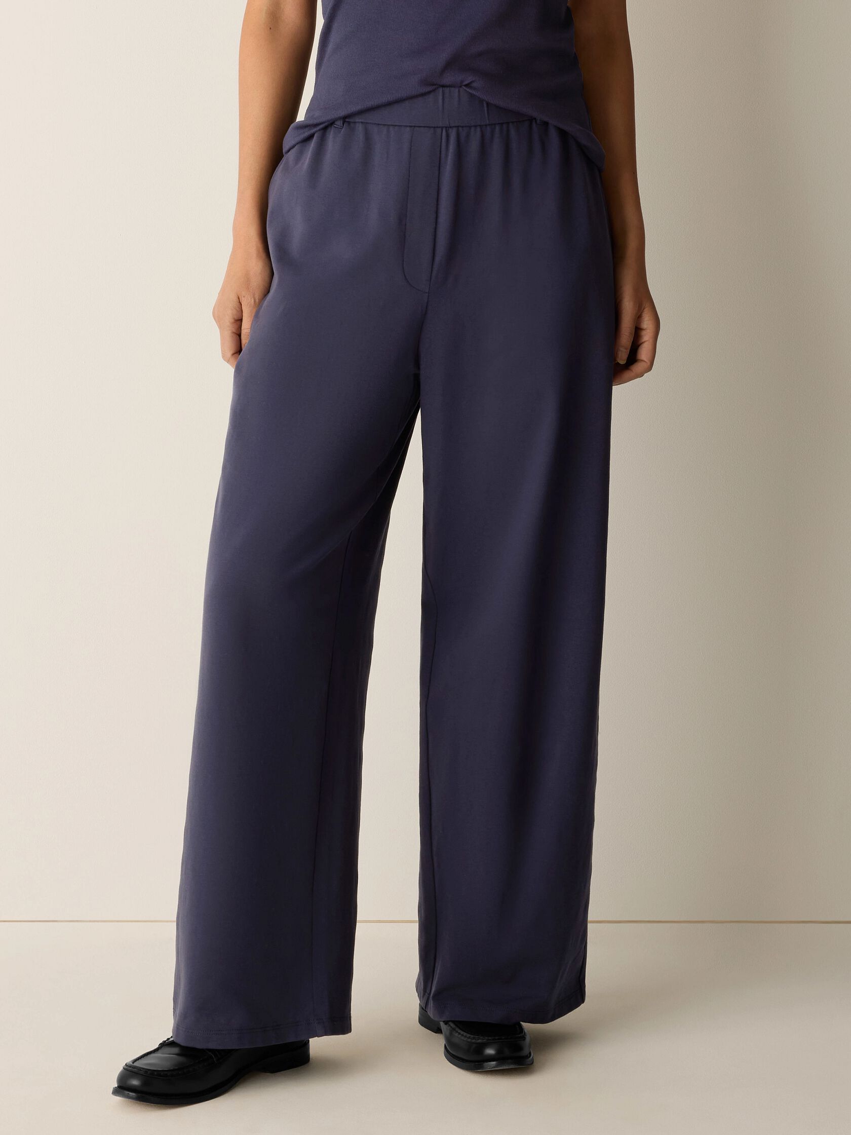 Pima Cotton Stretch Jersey Wide-Leg Pant