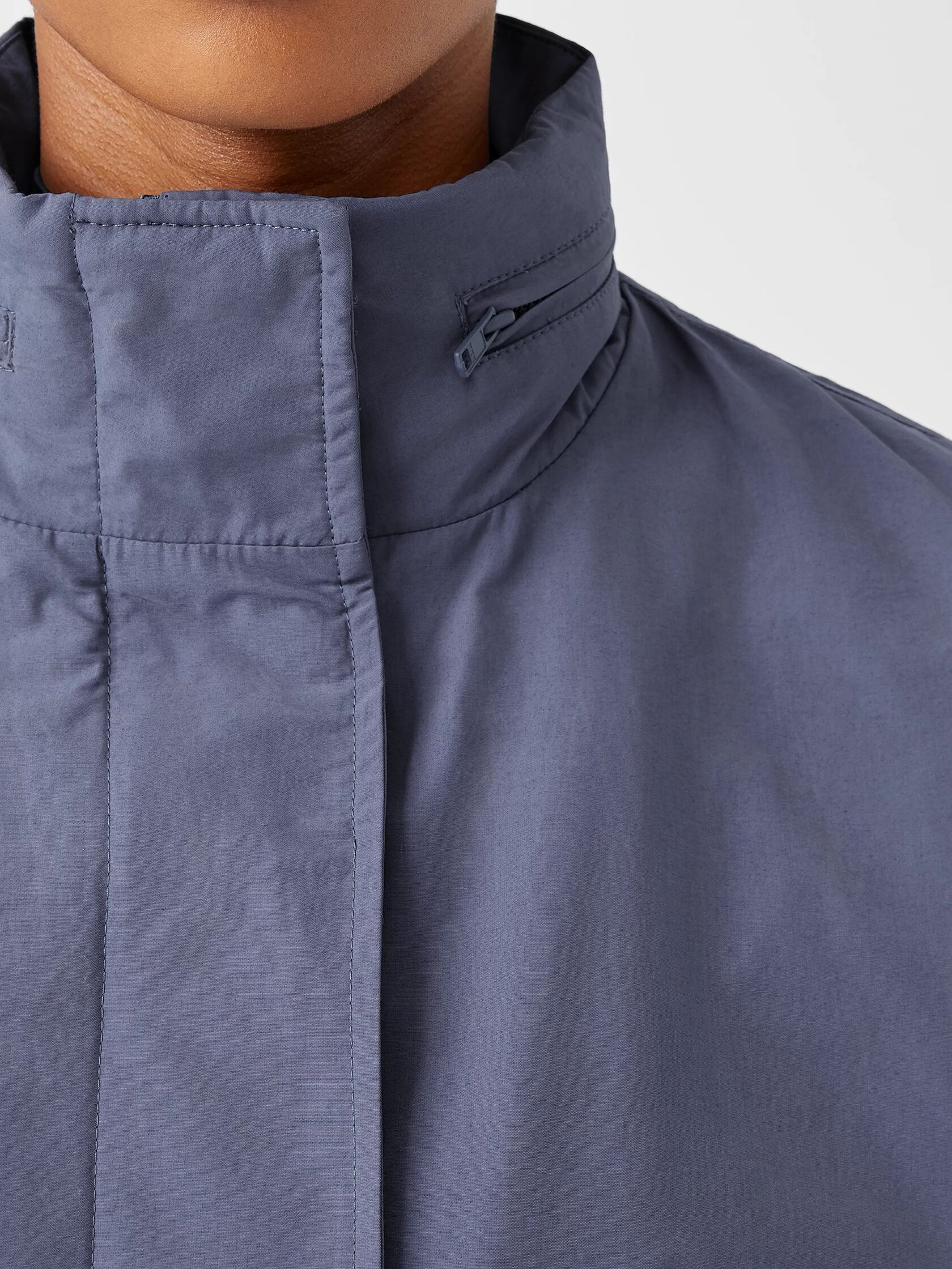 Light Cotton Nylon Stand Collar Long Coat