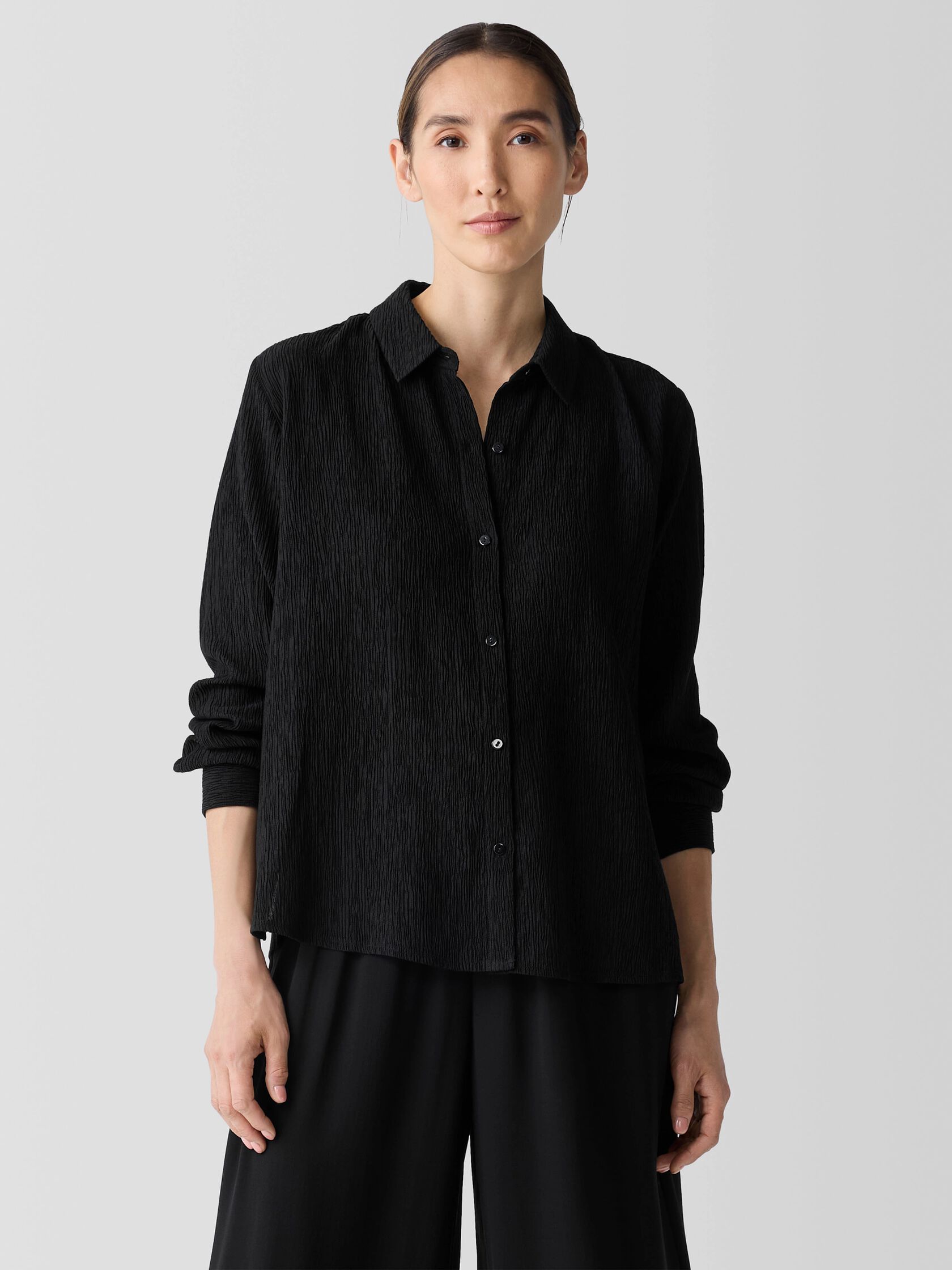 Woven Pliss&eacute; Classic Collar Shirt