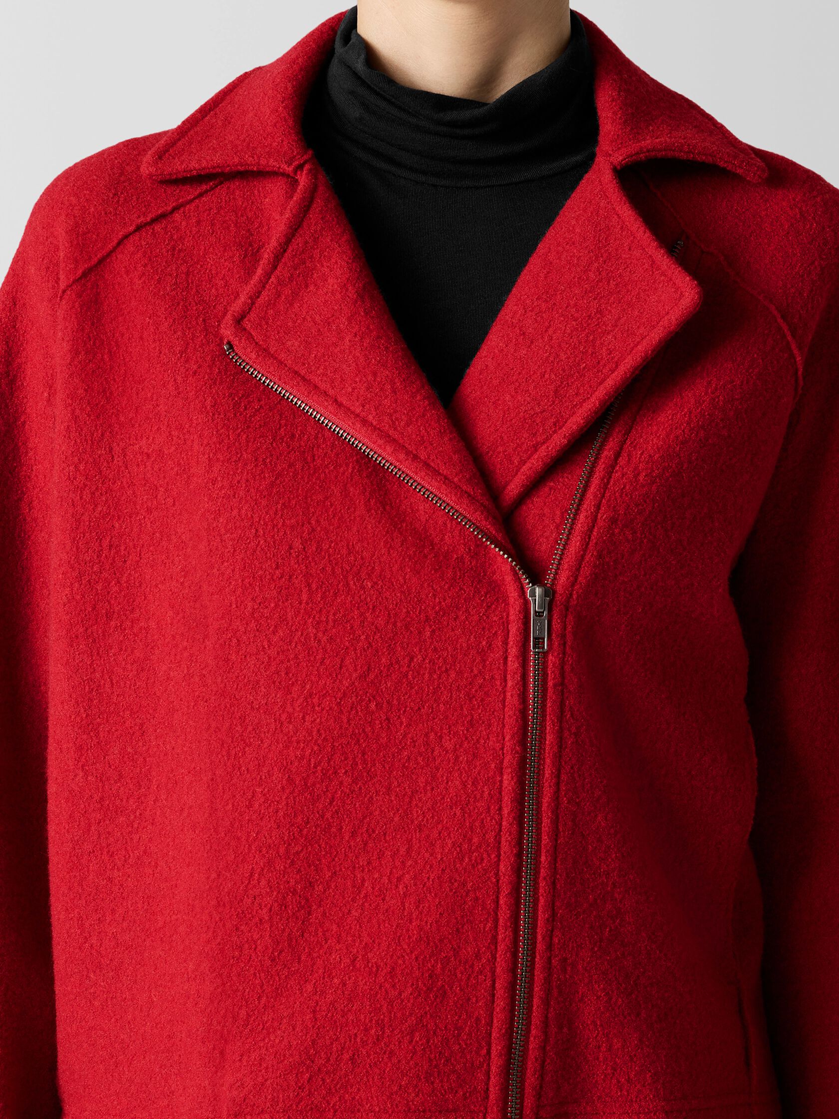 Lightweight Boiled Wool Motorcycle Jacket in Regenerative Wool