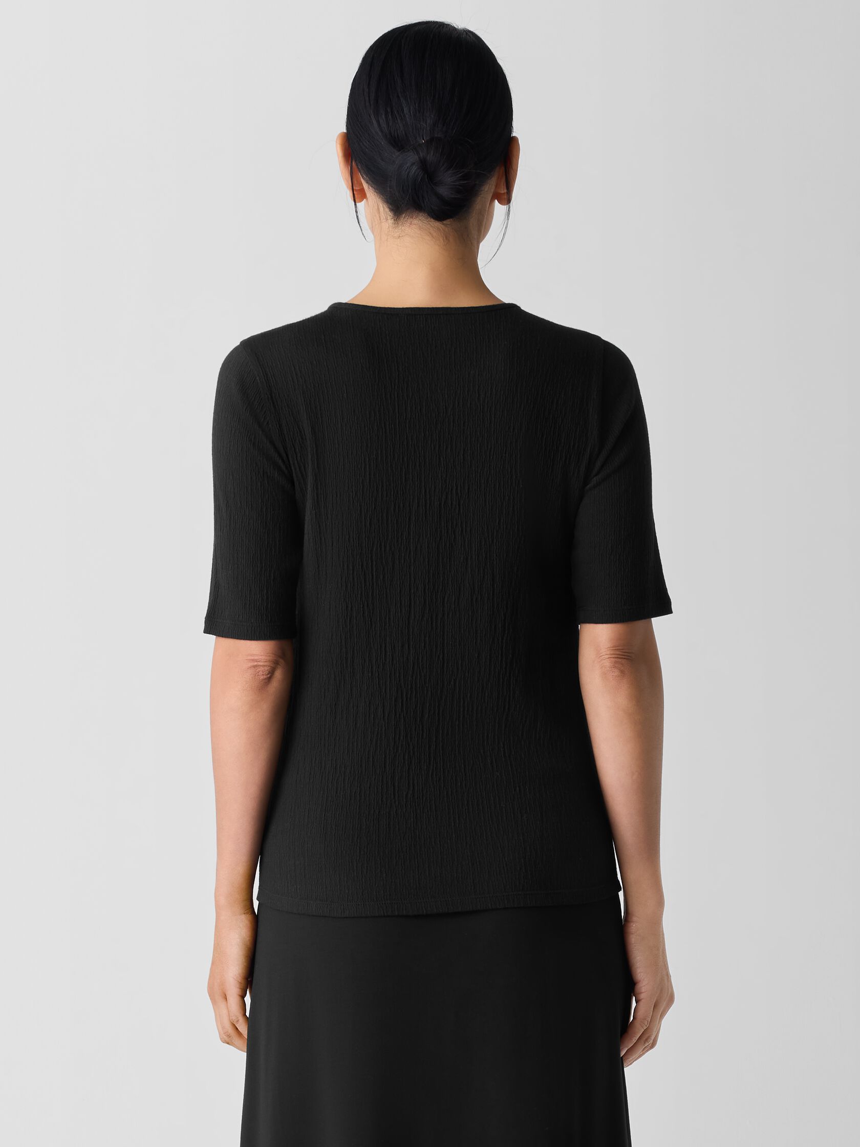 Crinkled Jersey Crew Neck Top