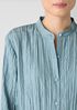 Crushed Silk Band Collar Long Shirt