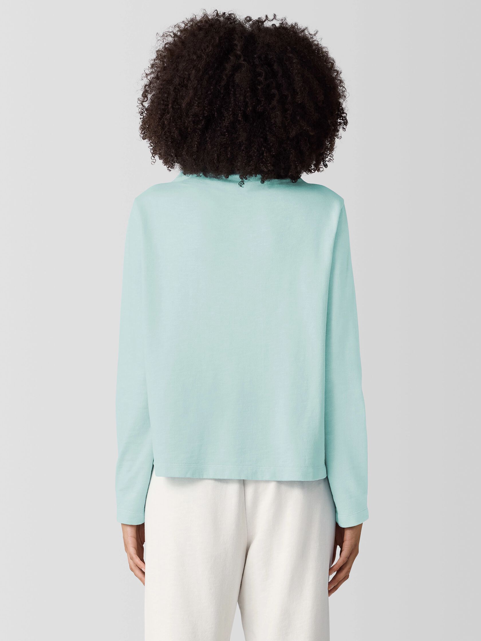 Garment-Dyed Terry Funnel Neck Top