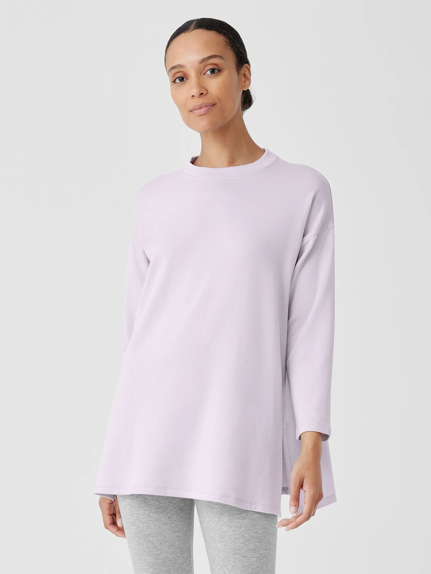 Cozy Brushed Terry Hug Crew Neck Long Top