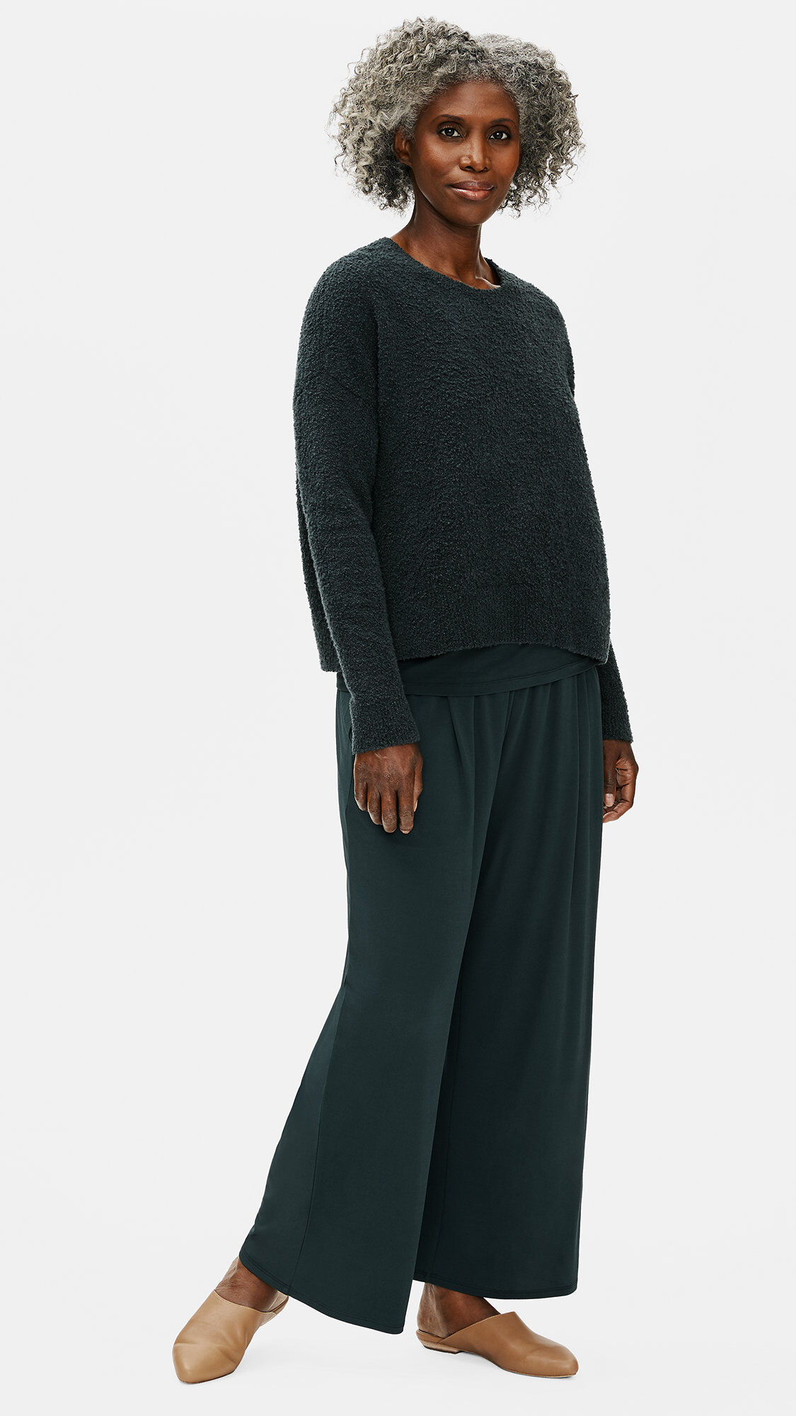 Organic Cotton Boucle Crew Neck Box-Top