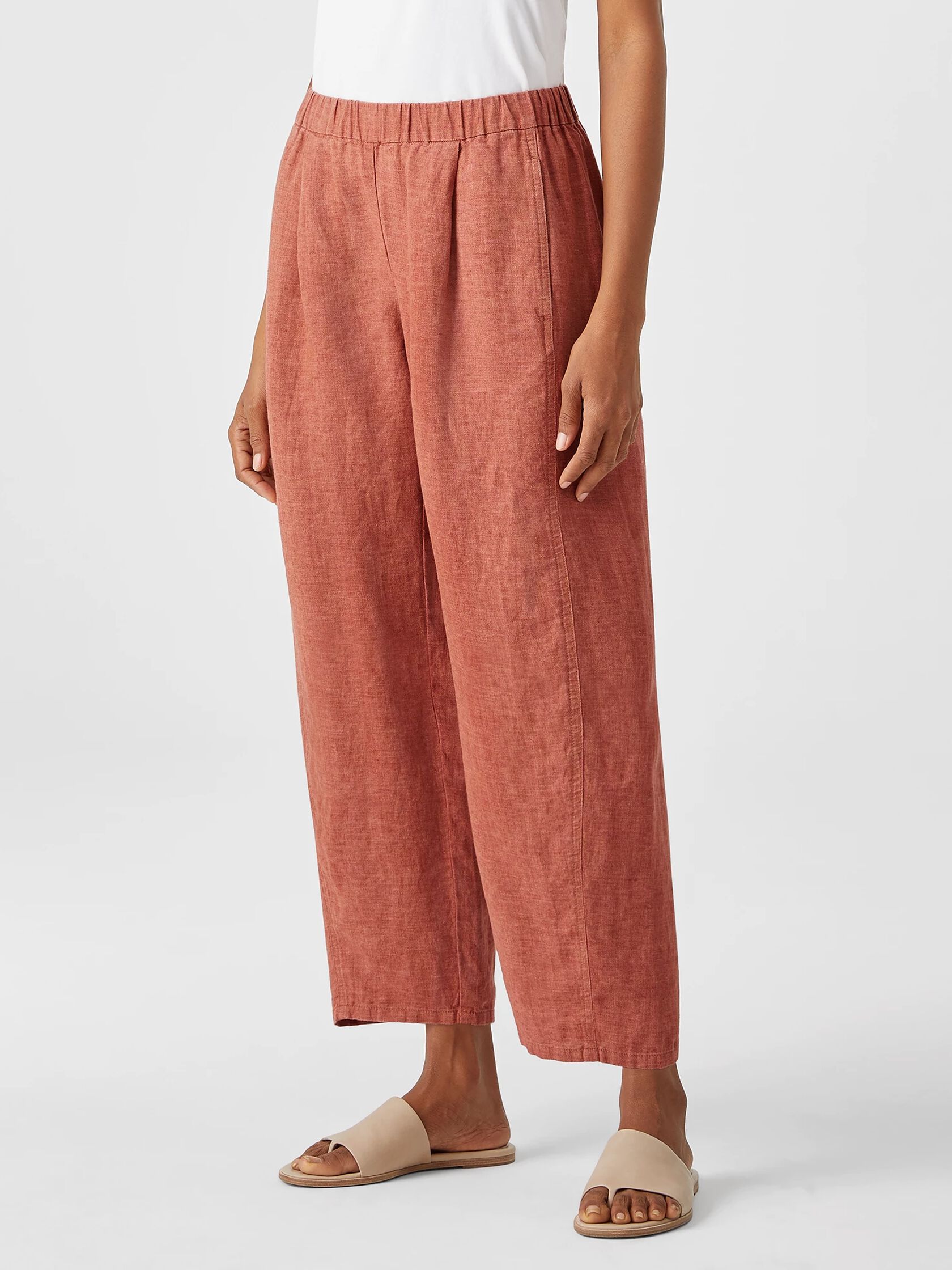Washed Organic Linen Delave Lantern Pant