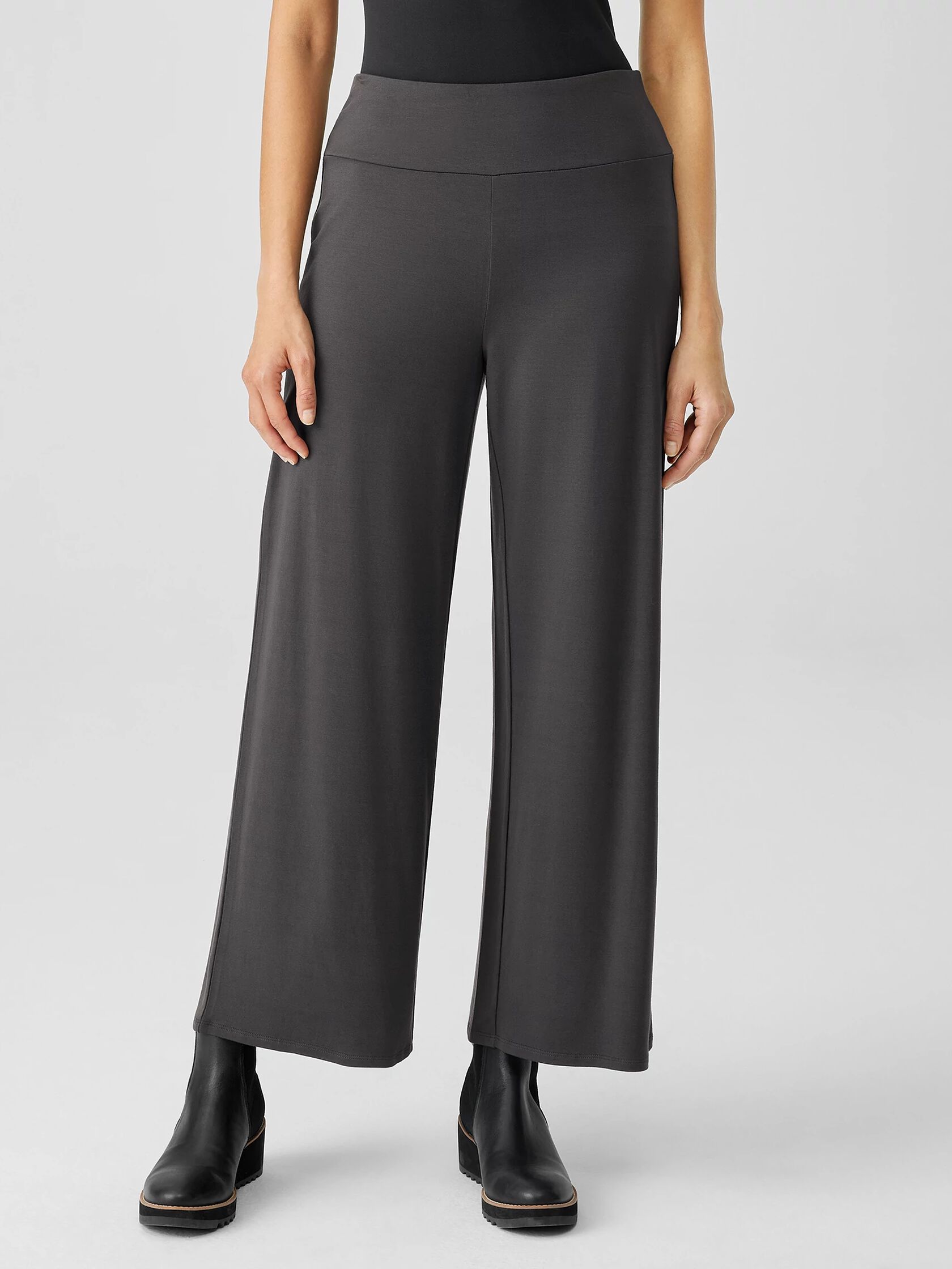 Stretch Jersey Knit Wide-Leg Pant